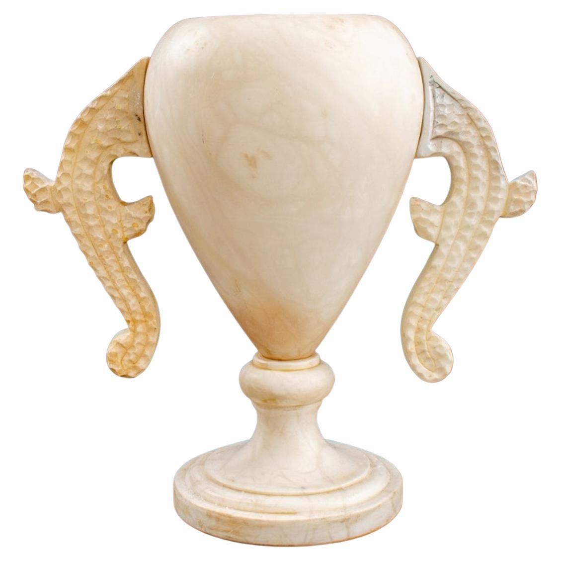 Indian White Marble Urn Lamp For Sale