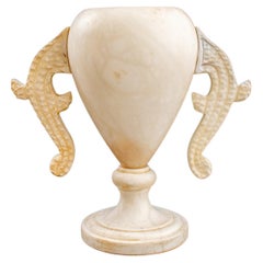 Lampe urne indienne en marbre blanc