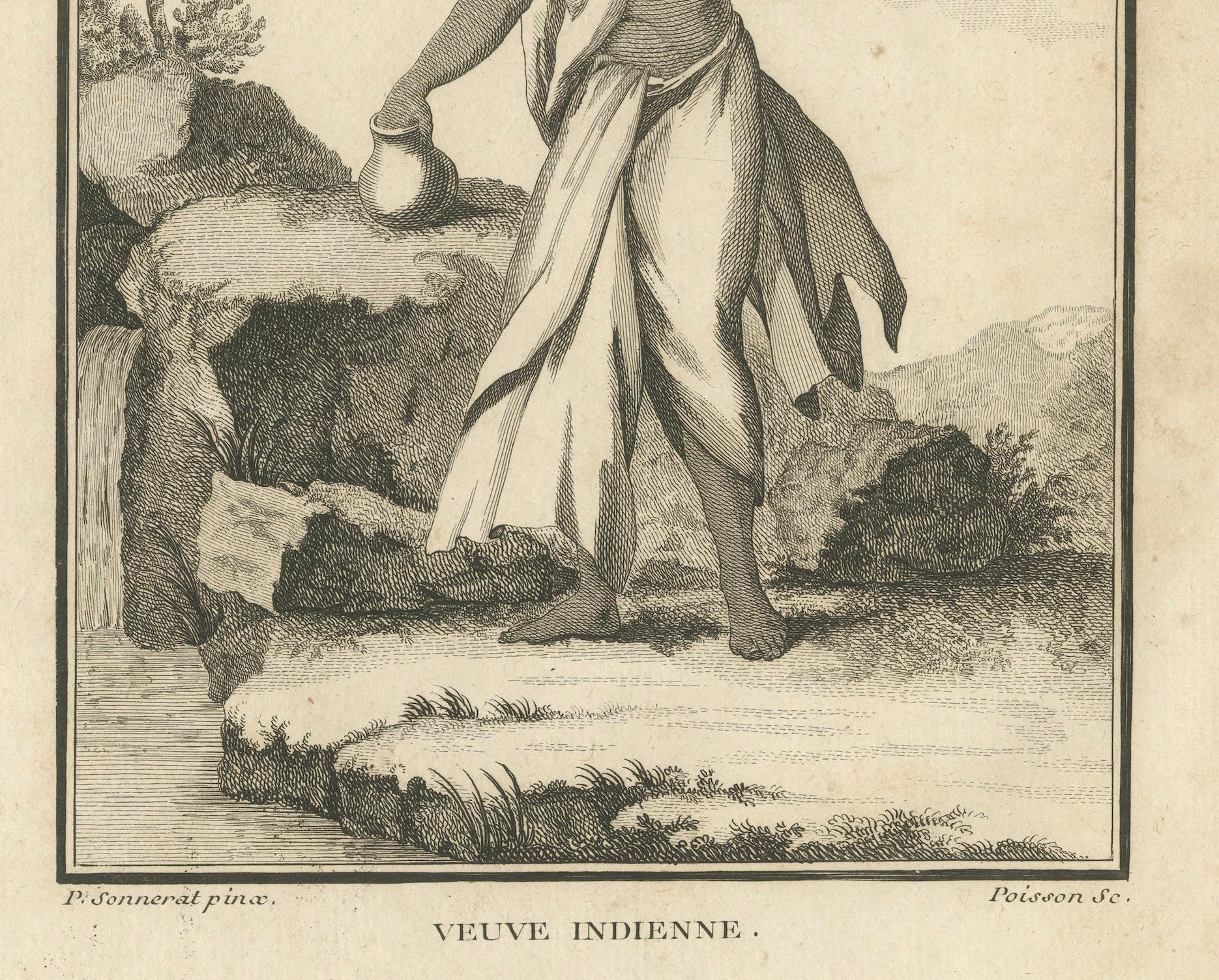 Veuve indienne au bord d'une rivière - Gravure de voyage de Sonnerat, édition de Paris de 1806

Cette magnifique gravure intitulée 