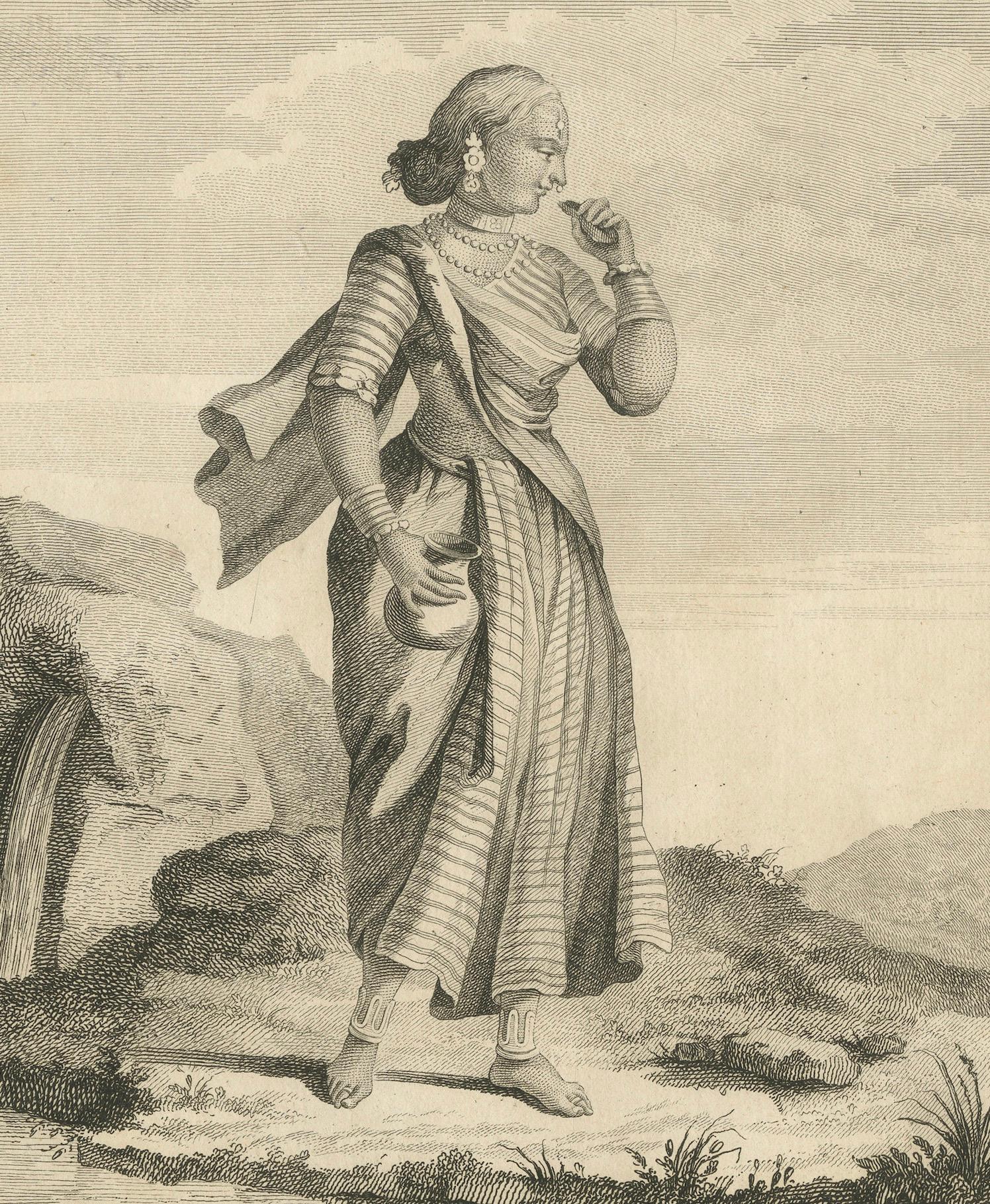 Die indische Frau an der Orissa-Küste - Sonnerat-Reisestich, Paris 1806

Diese fein gestochene Platte mit dem Titel 