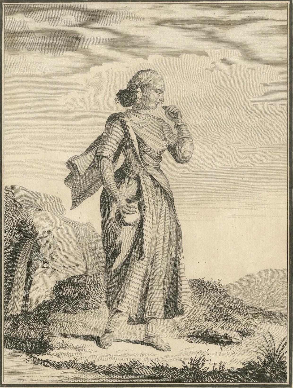 Die indische Frau an der Orissa-Küste - Sonnerat-Reisestich, Paris 1806 (Frühes 19. Jahrhundert) im Angebot