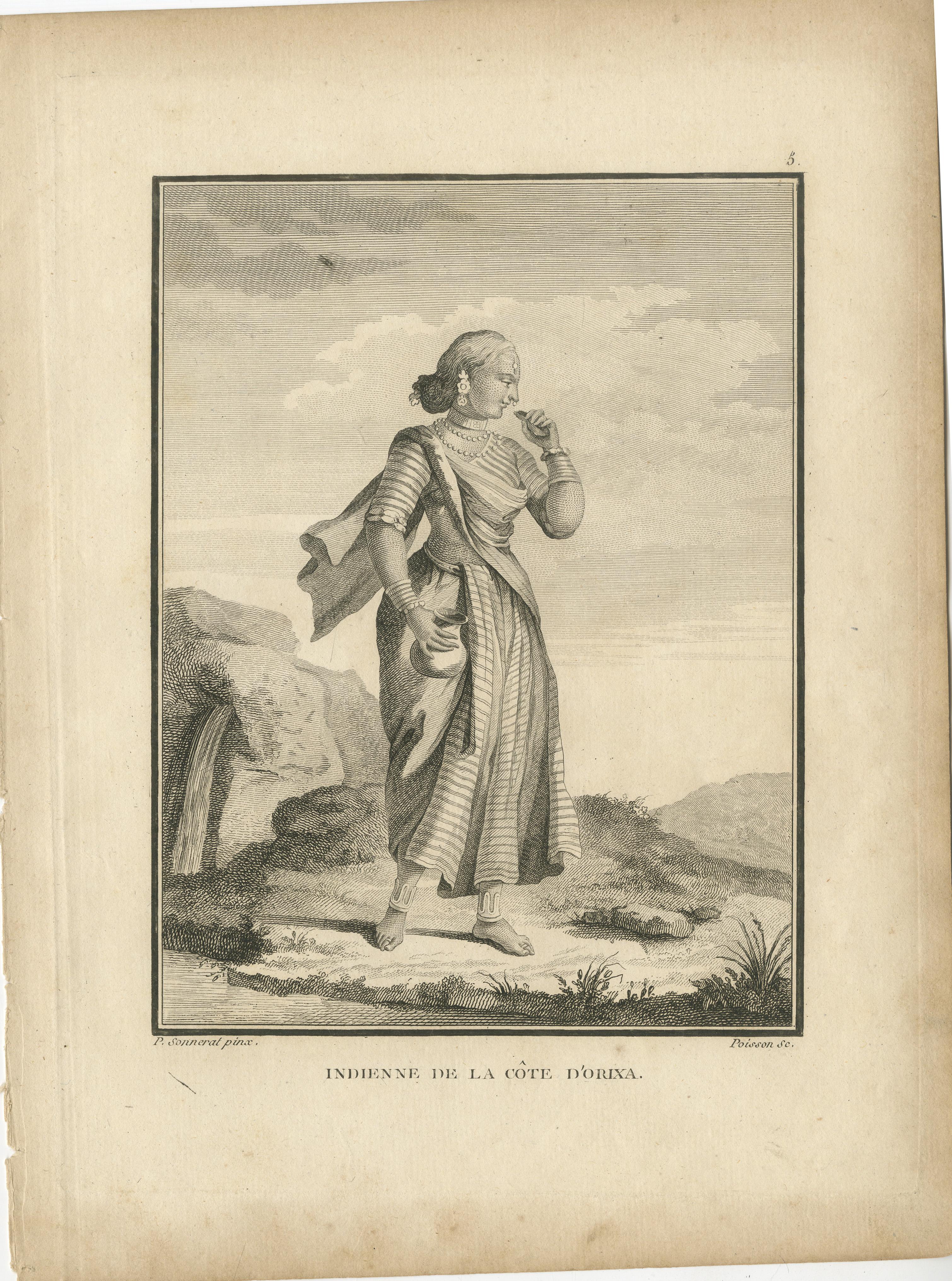 Die indische Frau an der Orissa-Küste - Sonnerat-Reisestich, Paris 1806 im Angebot 1