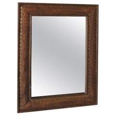 Indian Wood Mirror with Small Brass Decorative Details