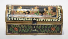 Indian Wood Pen Box with Hand Painted Figural Scenes
