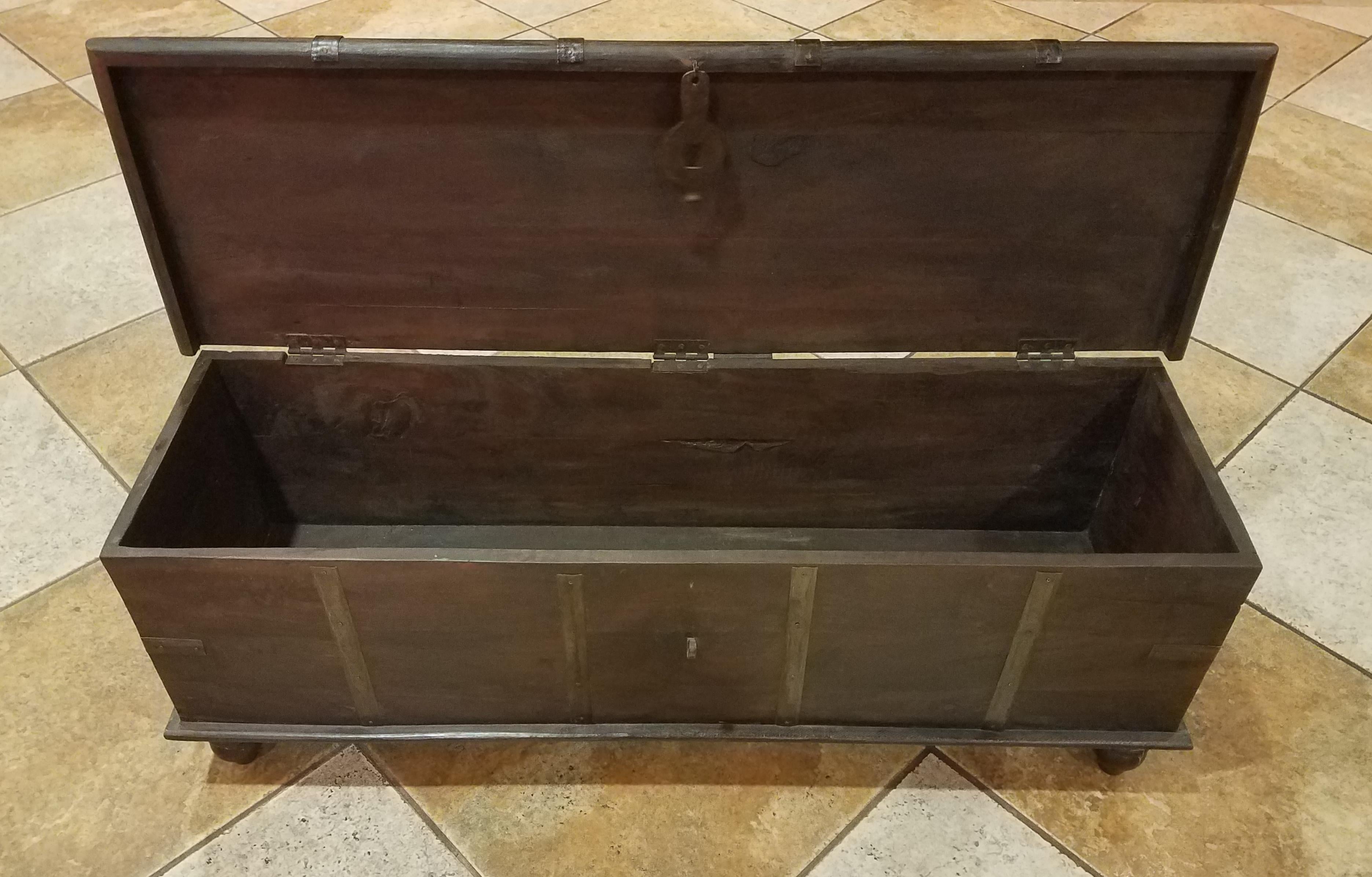 Moroccan Indian Wooden Bench Trunk, Media Stand