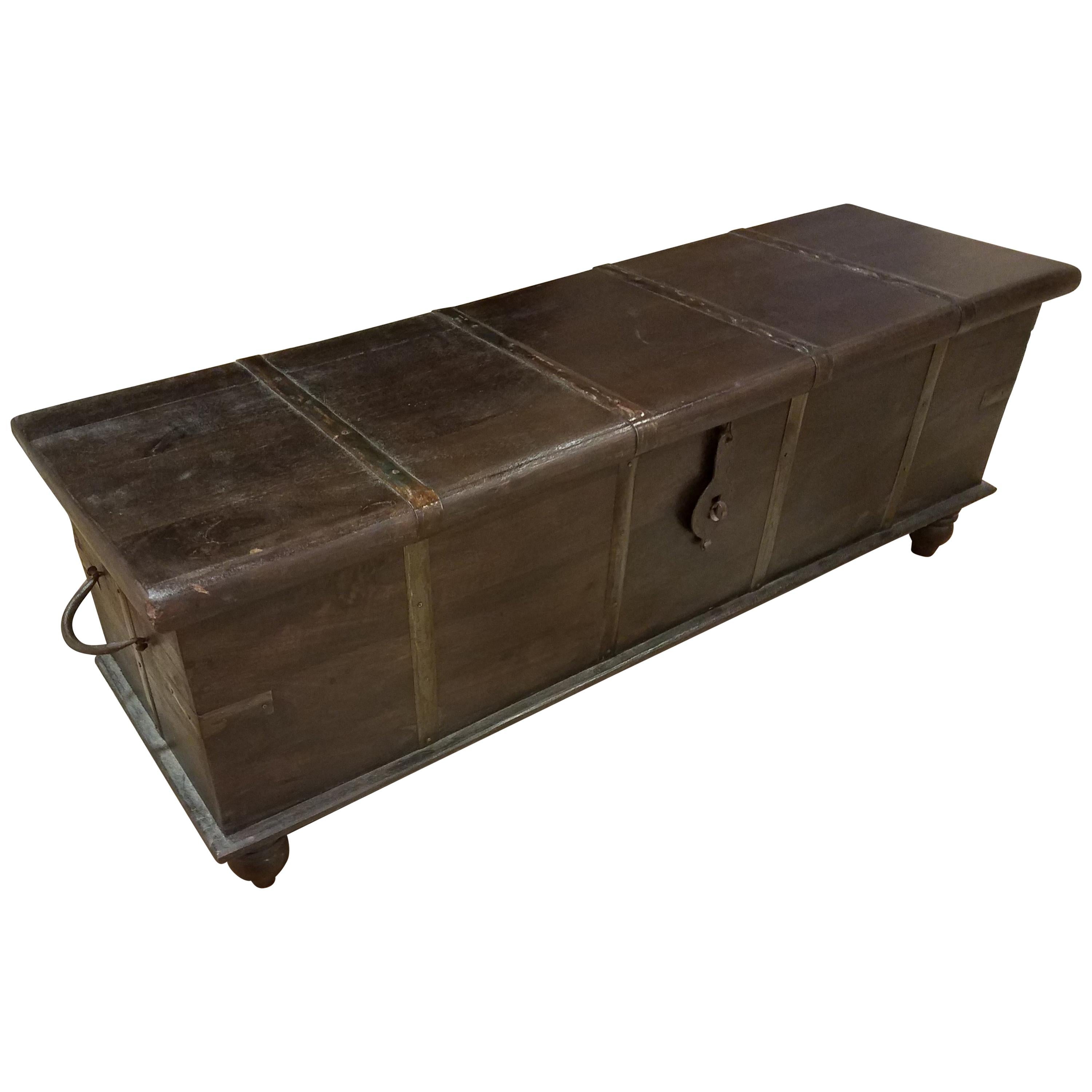 Indian Wooden Bench Trunk, Media Stand