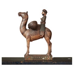 Indian Wooden Model of Tabla Drum Player on Camel, late 18th/early 19th century