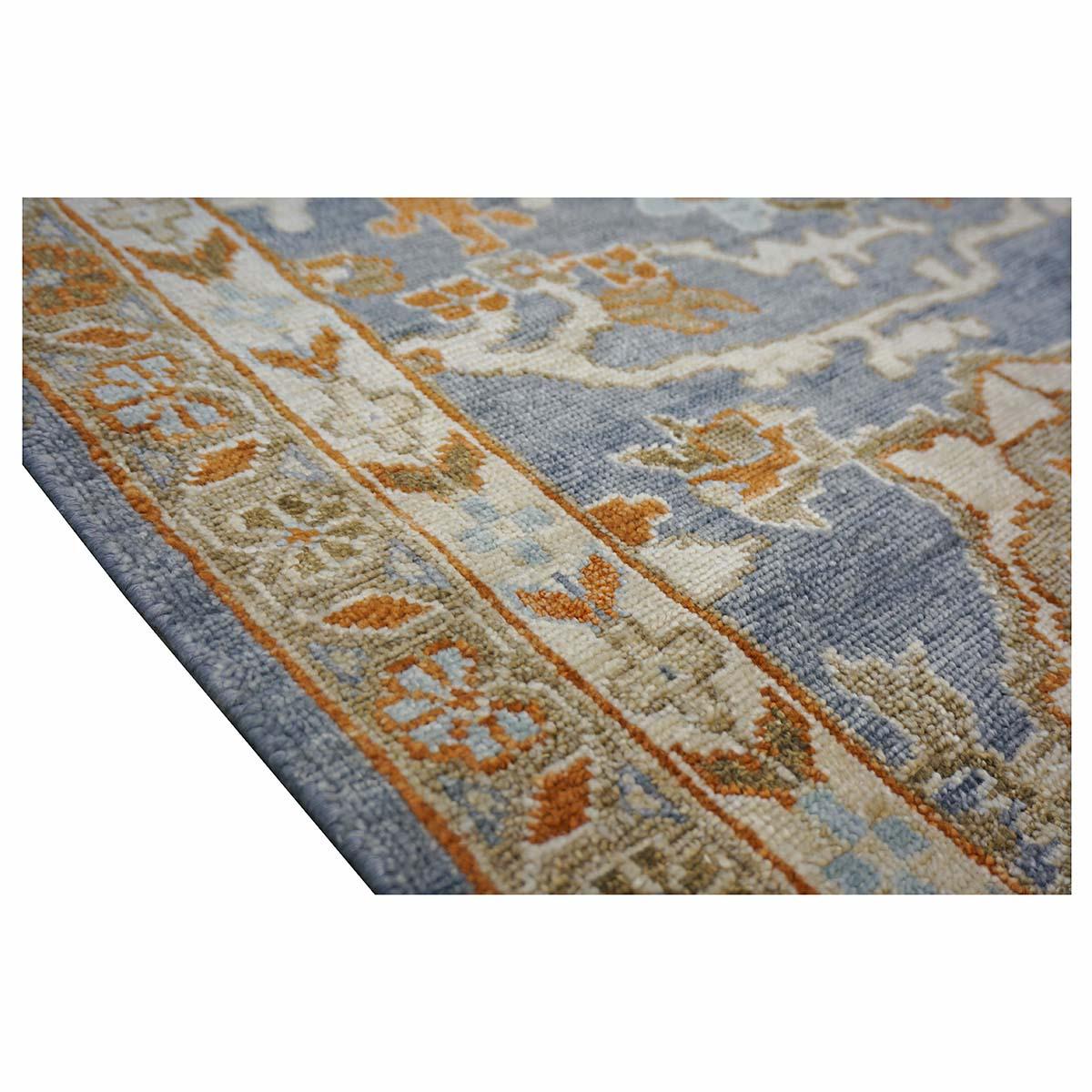 Indian Wool Sultanabad Masters Square 6 x 6 Blue & Ivory Handmade Area Rug For Sale 5