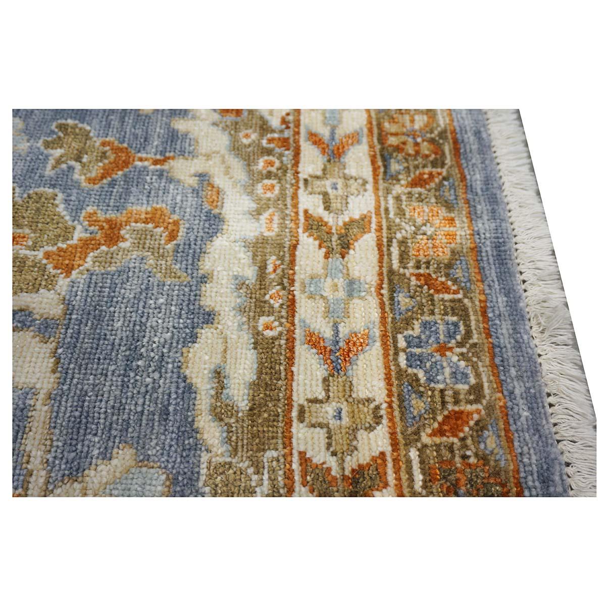 Indian Wool Sultanabad Masters Square 6 x 6 Blue & Ivory Handmade Area Rug For Sale 6