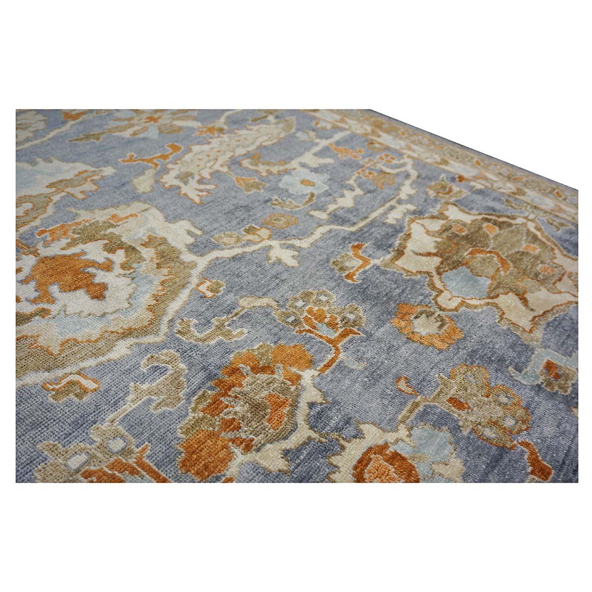 Indian Wool Sultanabad Masters Square 6 x 6 Blue & Ivory Handmade Area Rug For Sale 7