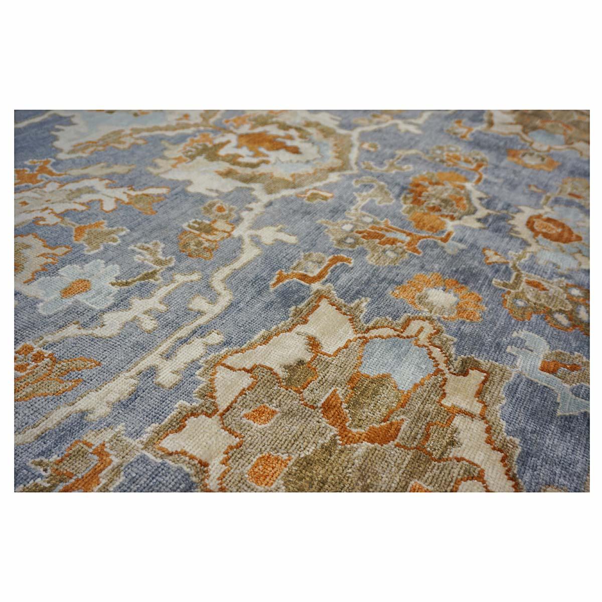 Indian Wool Sultanabad Masters Square 6 x 6 Blue & Ivory Handmade Area Rug For Sale 4