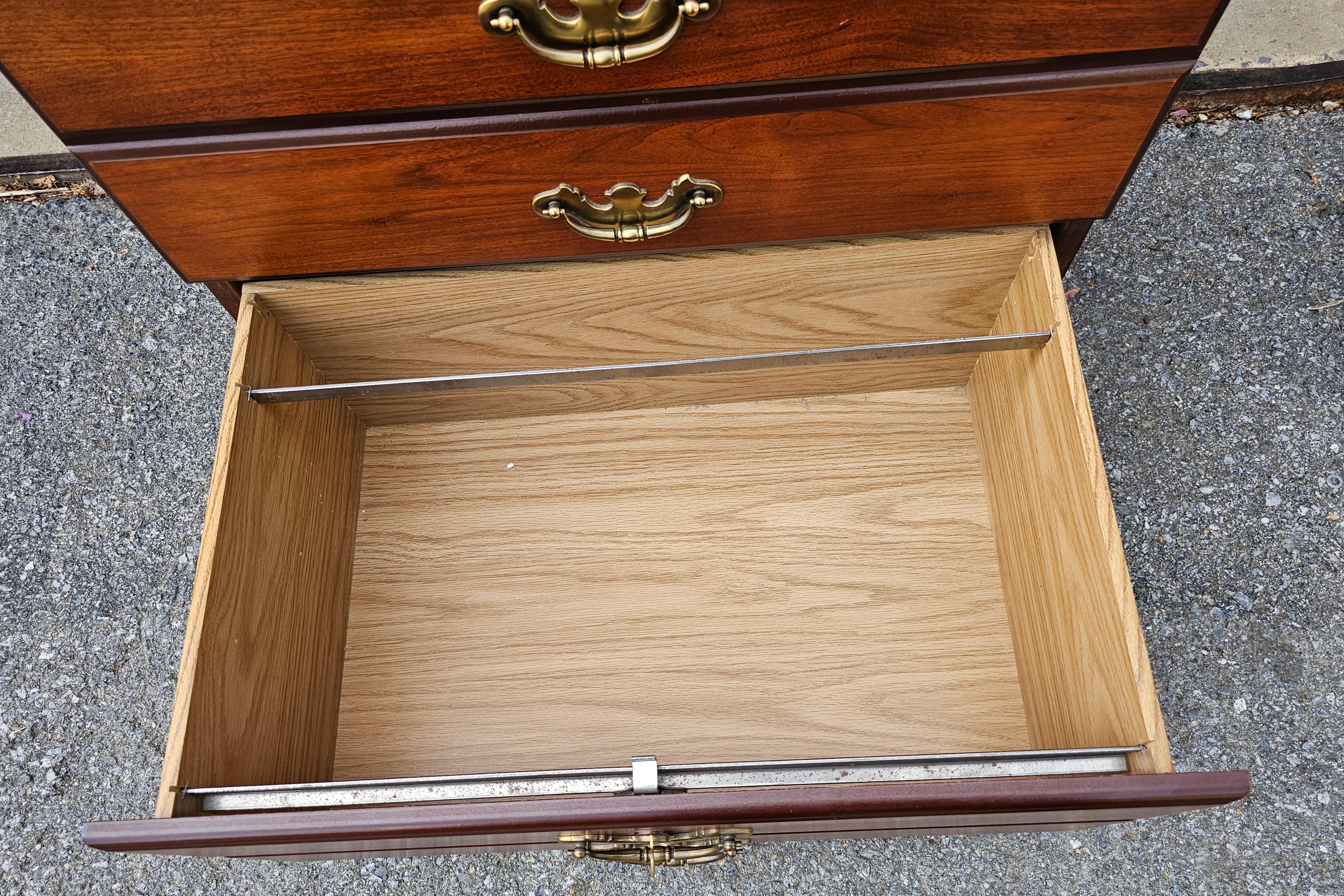 Indiana Furniture Chippendale Style Two-Drawer Lateral Filing Cabinet with Lock For Sale 2