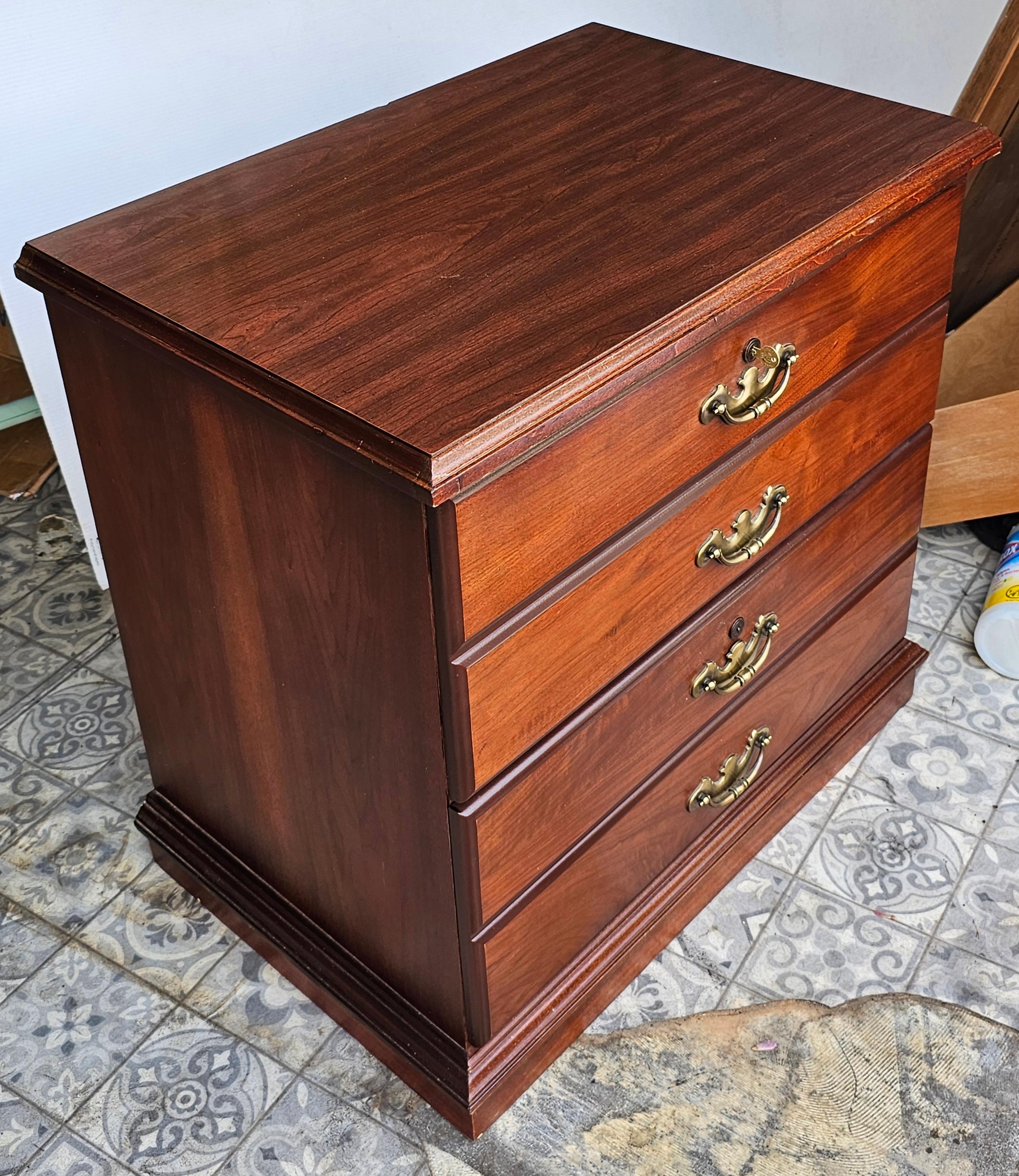 American Indiana Furniture Chippendale Style Two-Drawer Lateral Filing Cabinet with Lock For Sale
