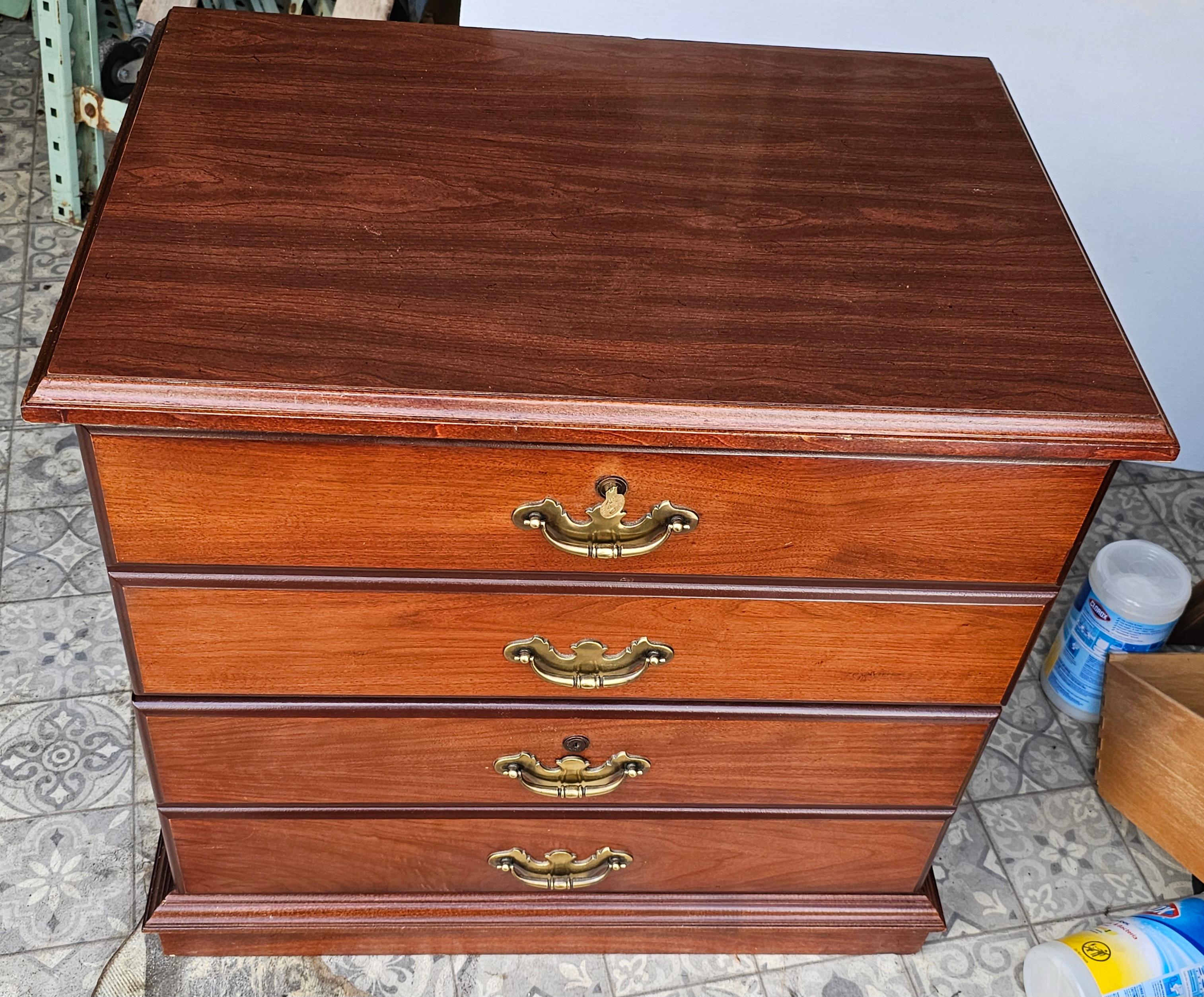 Stained Indiana Furniture Chippendale Style Two-Drawer Lateral Filing Cabinet with Lock For Sale