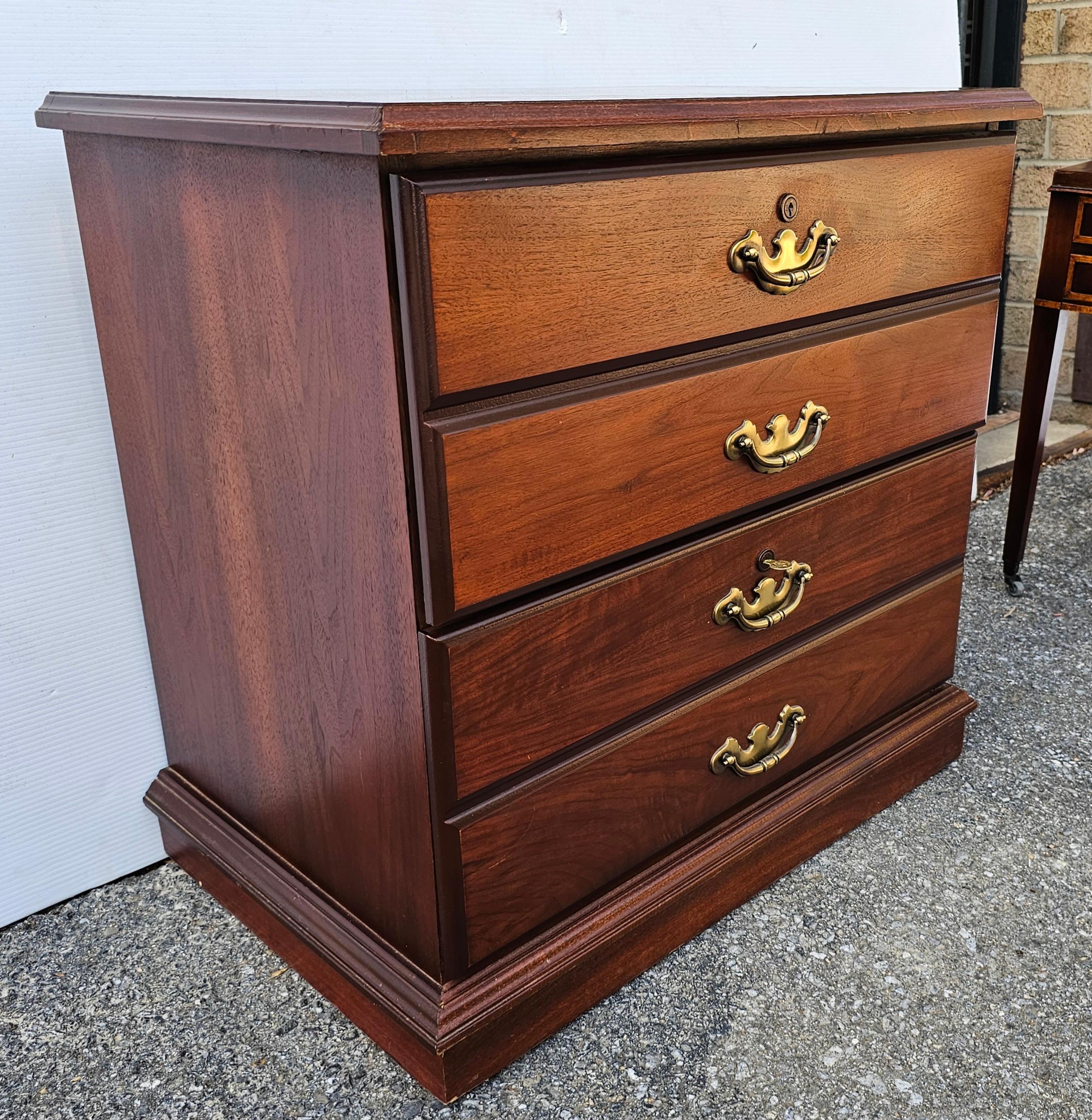 Fruitwood Indiana Furniture Chippendale Style Two-Drawer Lateral Filing Cabinet with Lock For Sale