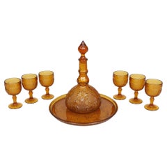 Indiana Glass Amber Decanter Set, 8 Pieces