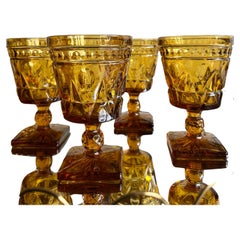 Set di 4 bicchieri da calice d'acqua color ambra di Indiana Glass Colony Lane's  Bar Vintage