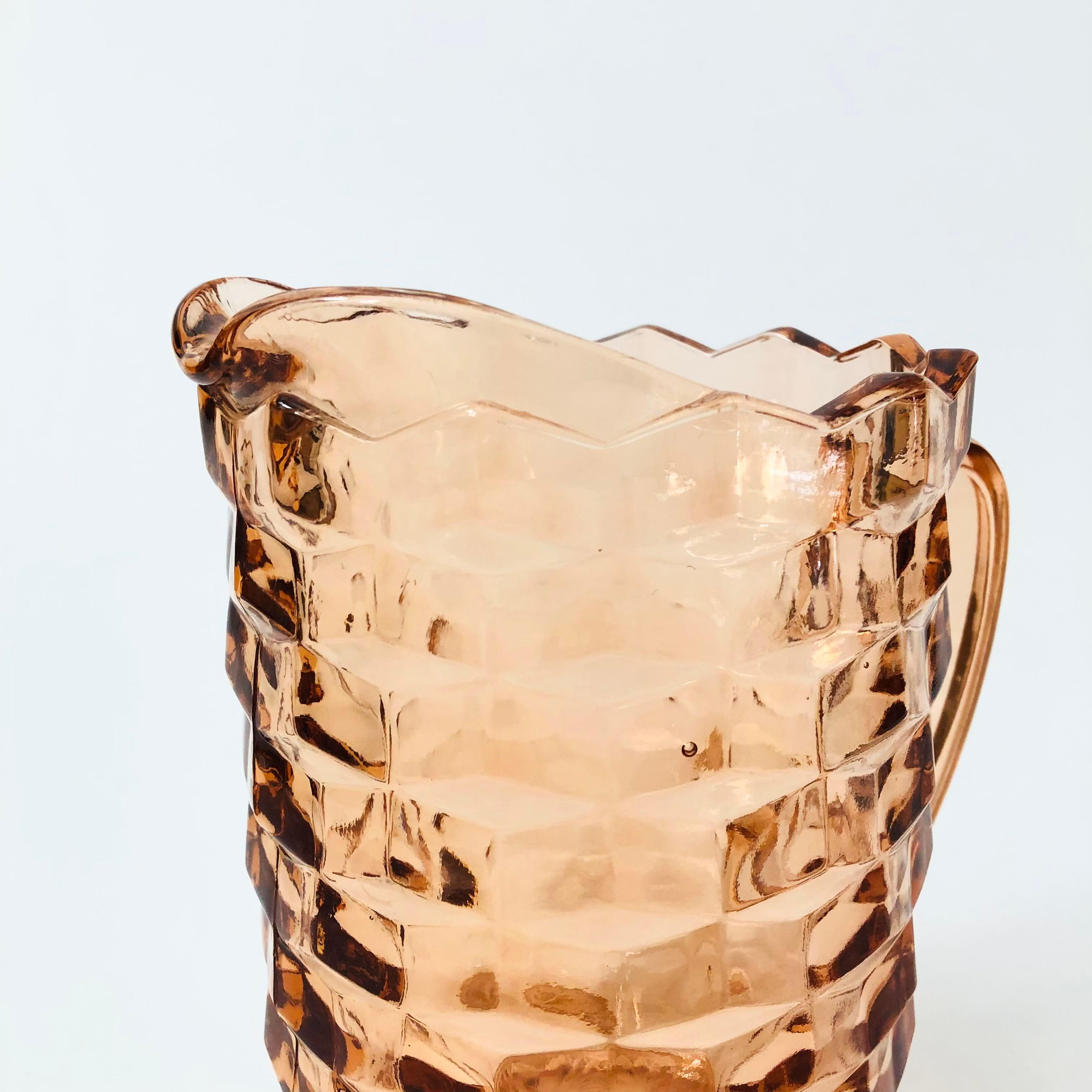 American Indiana Glass Whitehall Pink Glass Pitcher
