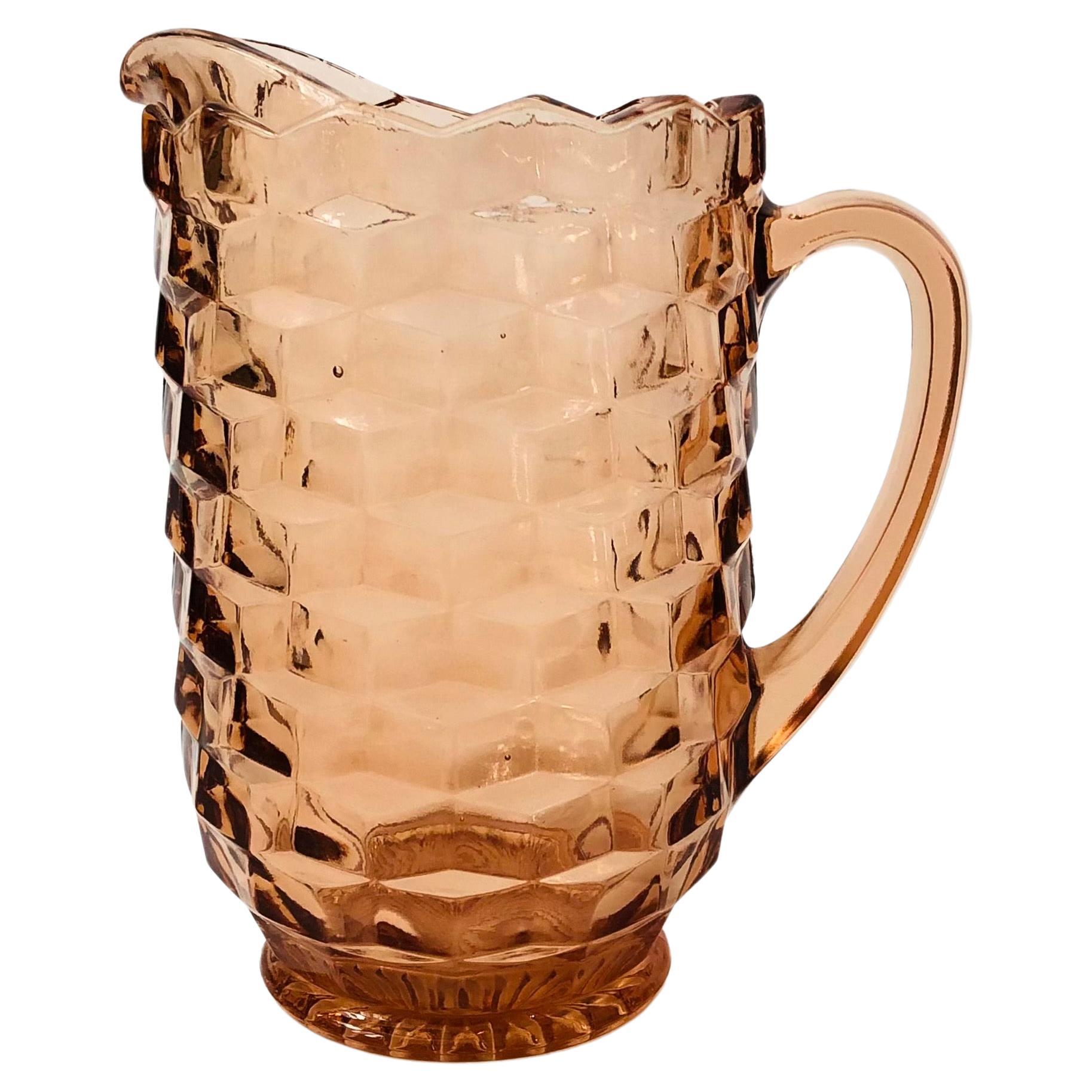 Indiana Glass Whitehall Pink Glass Pitcher For Sale