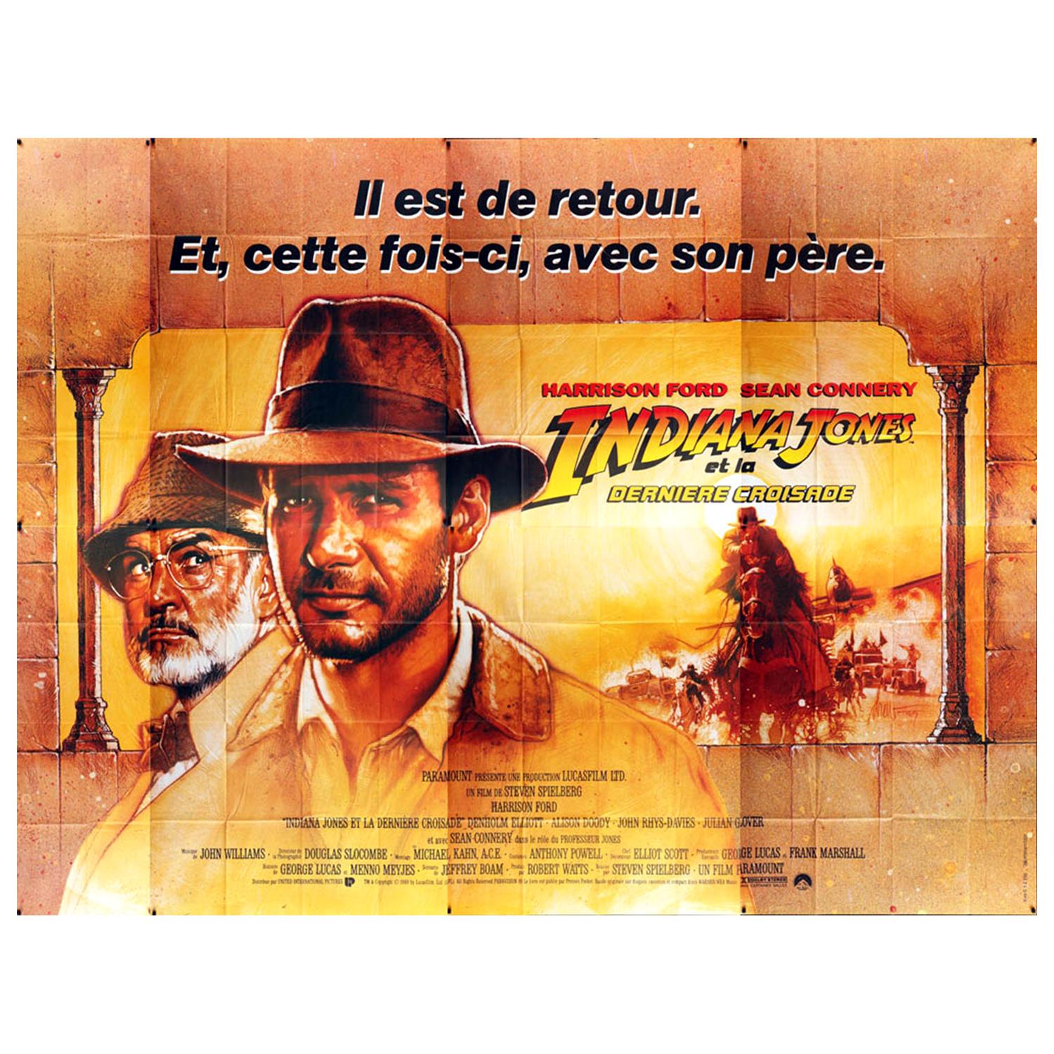 Indiana Jones and the Last Crusade 1989 Huge French 8 Sheet Film Poster, Struzan For Sale