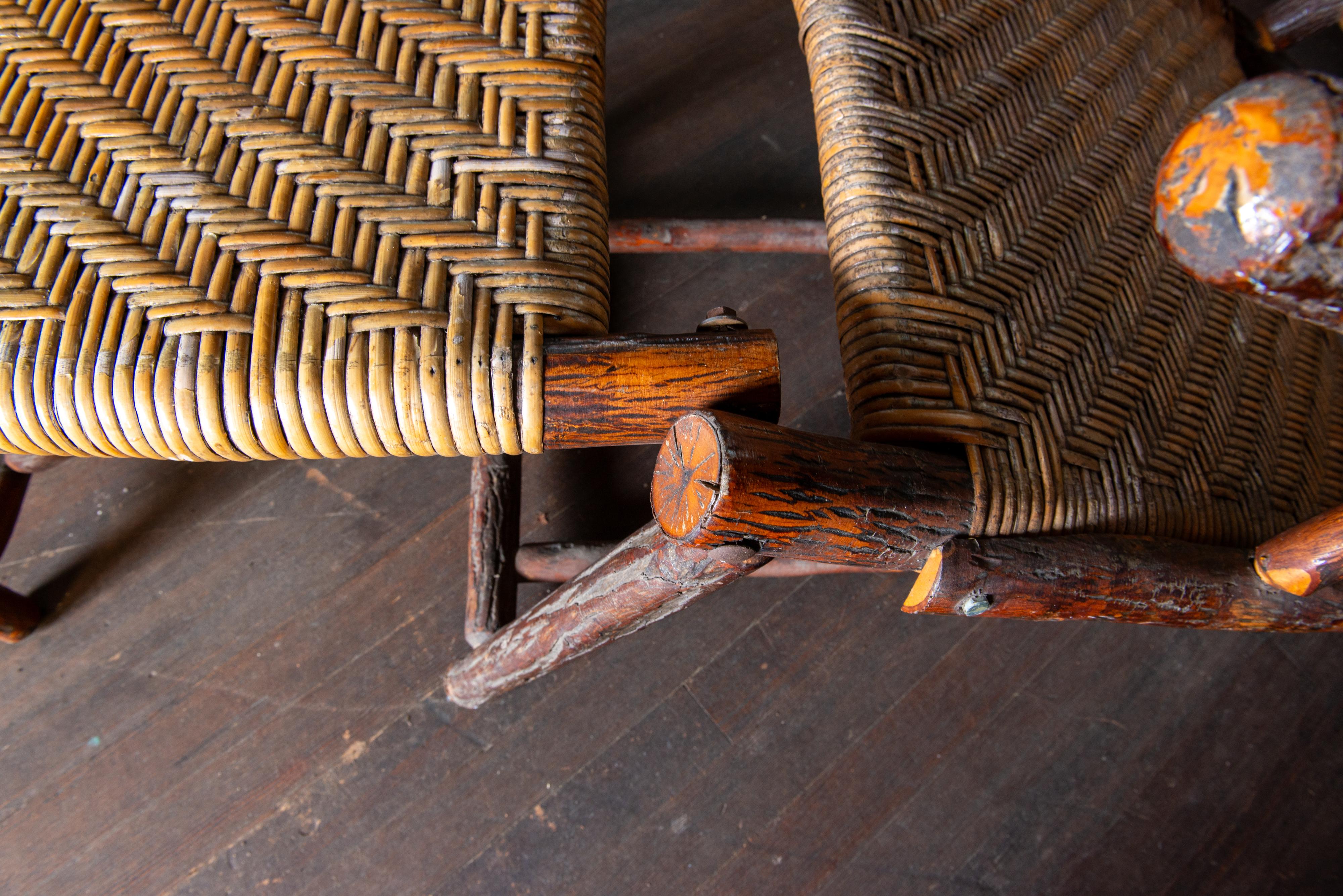 Indiana Old Hickory Chaise Lounge, 1940er Jahre im Zustand „Gut“ im Angebot in Stamford, CT