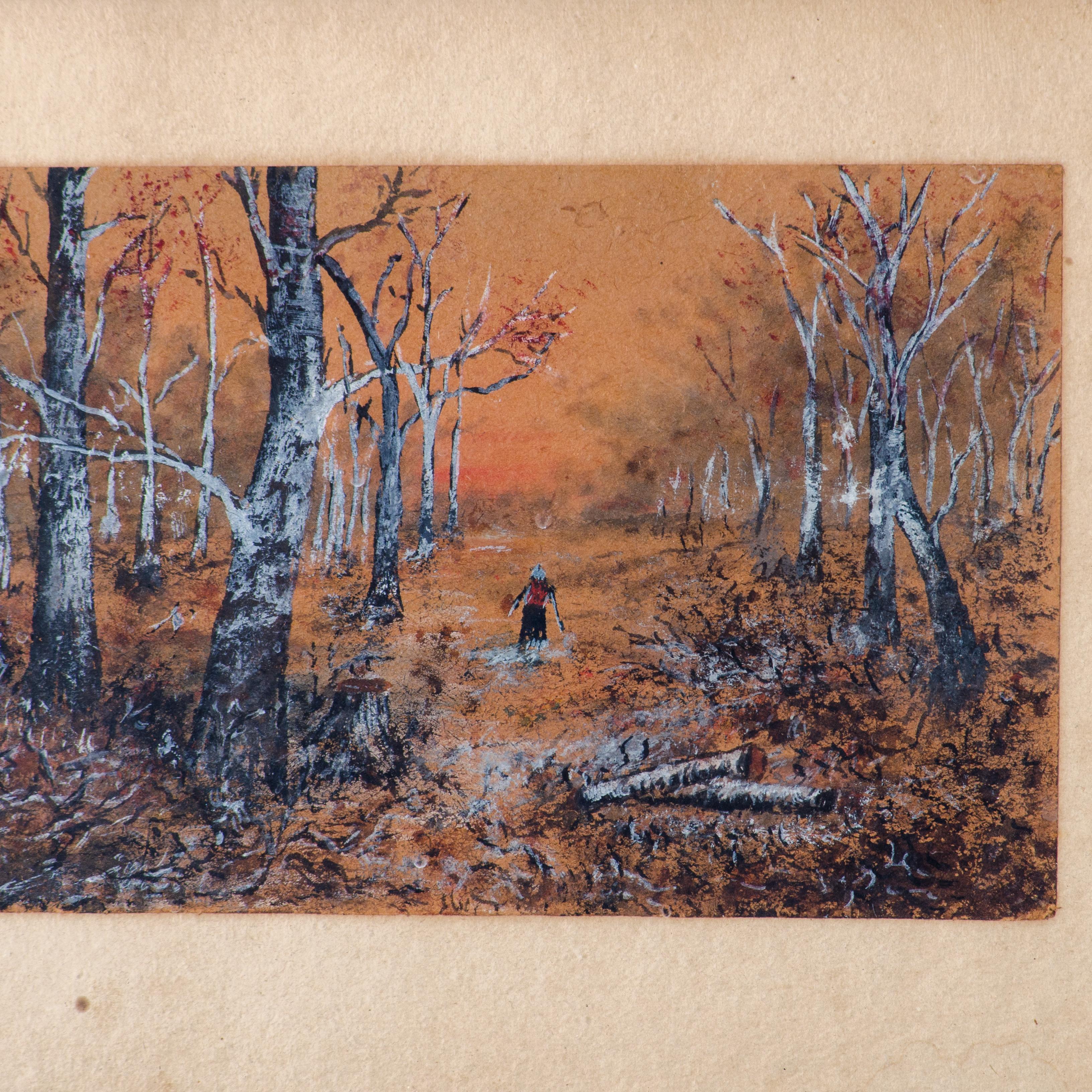 Verre Indiana Richmond Group Woodland Landscape en vente