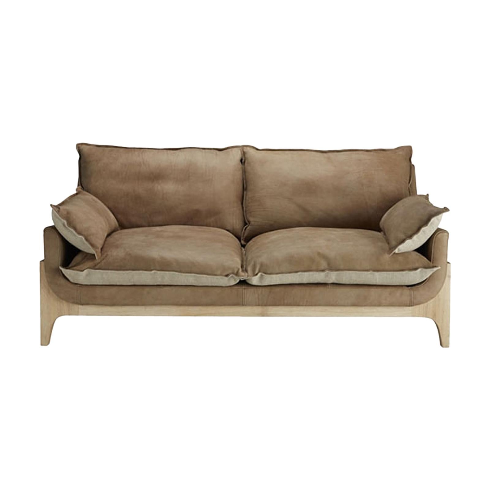 Indiana Sofa High Quality Genuine Leather and Linen For Sale