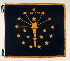 Indiana State Flag, with Gold Fringe circa 1930-1955