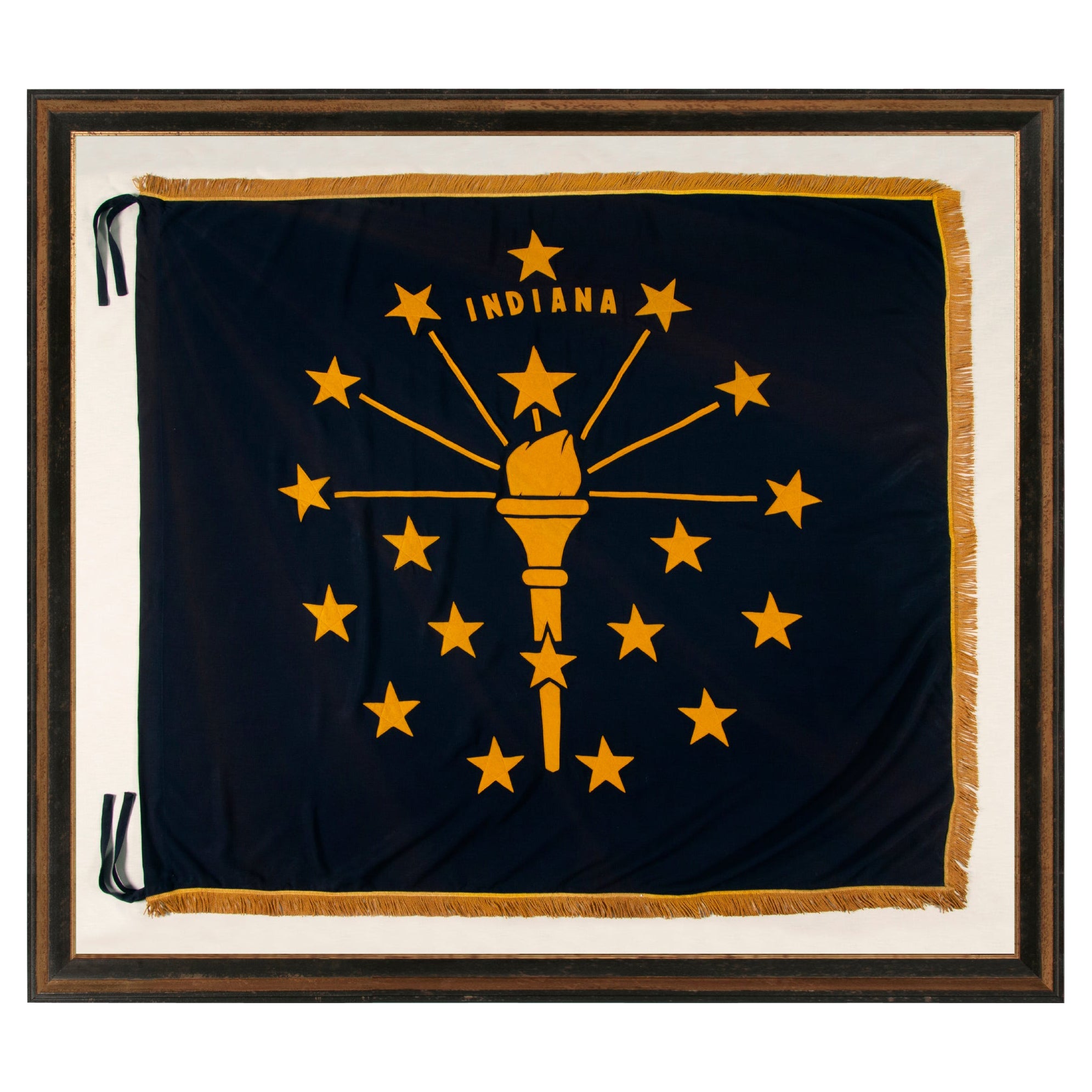 Indiana State Flag, with Gold Fringe circa 1930-1955