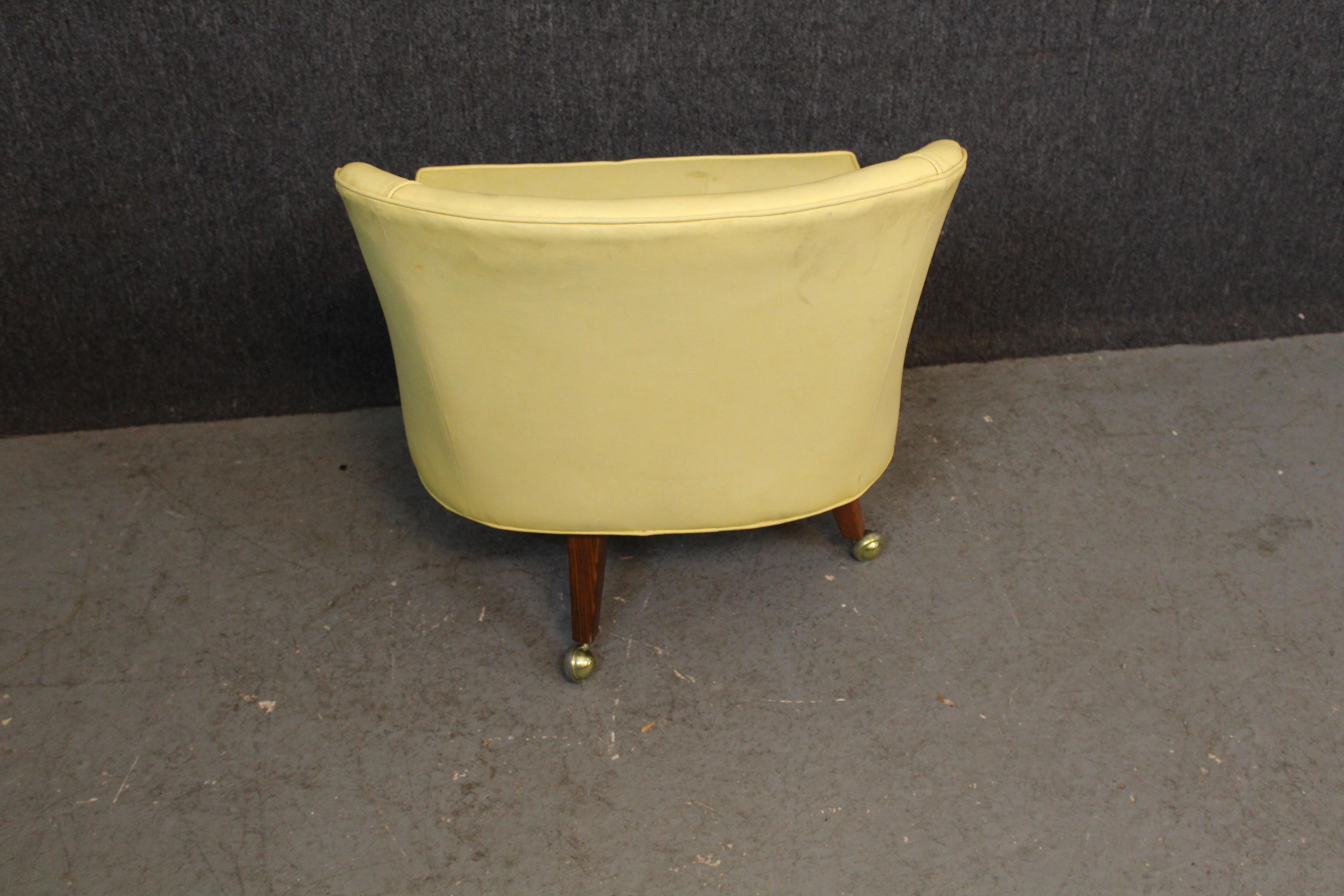 American Indianapolis Chair Company Rolling Mustard Chair For Sale