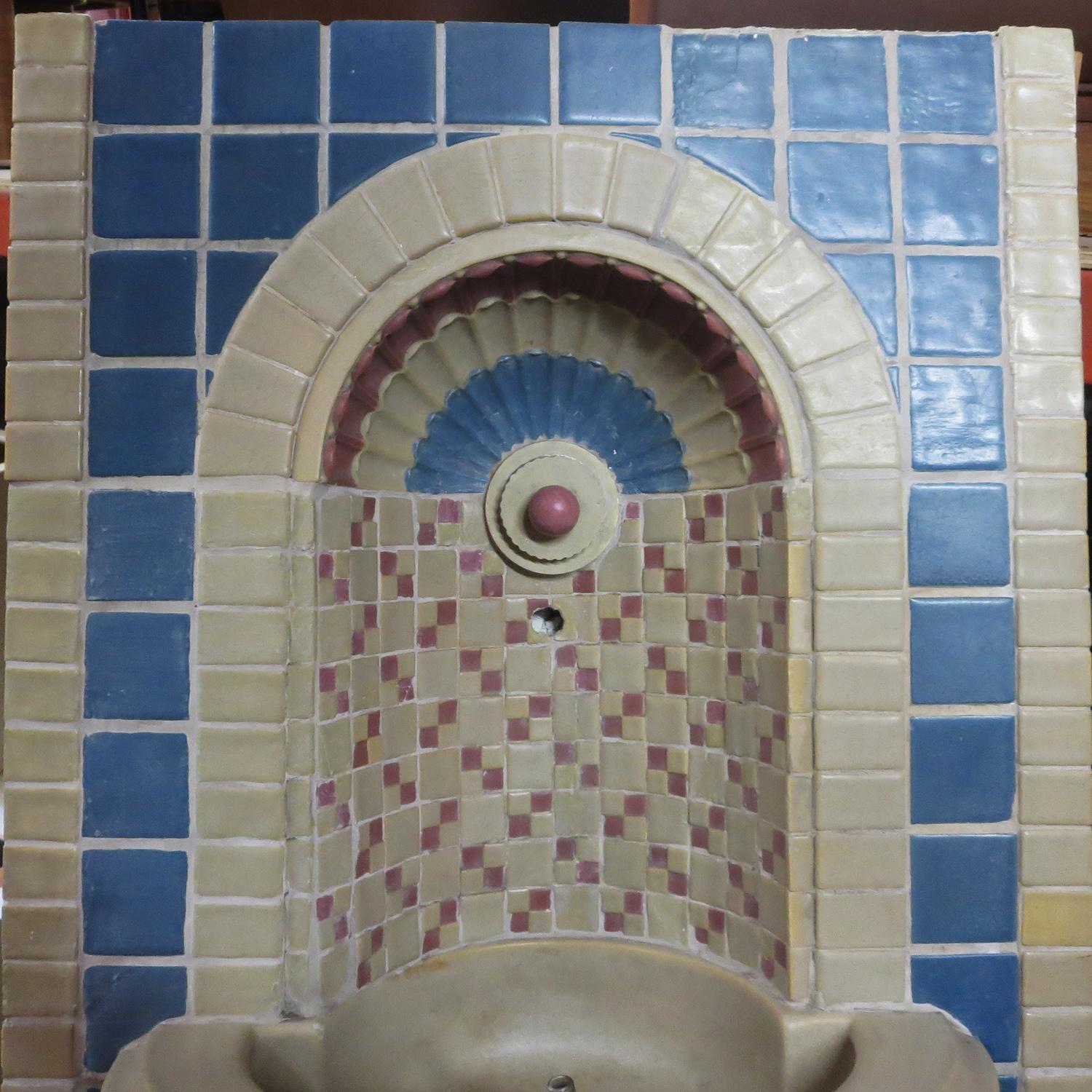 Indianapolis Motor Speedway Tile Fountain by Rookwood Pottery, 1909 In Fair Condition For Sale In North Hollywood, CA