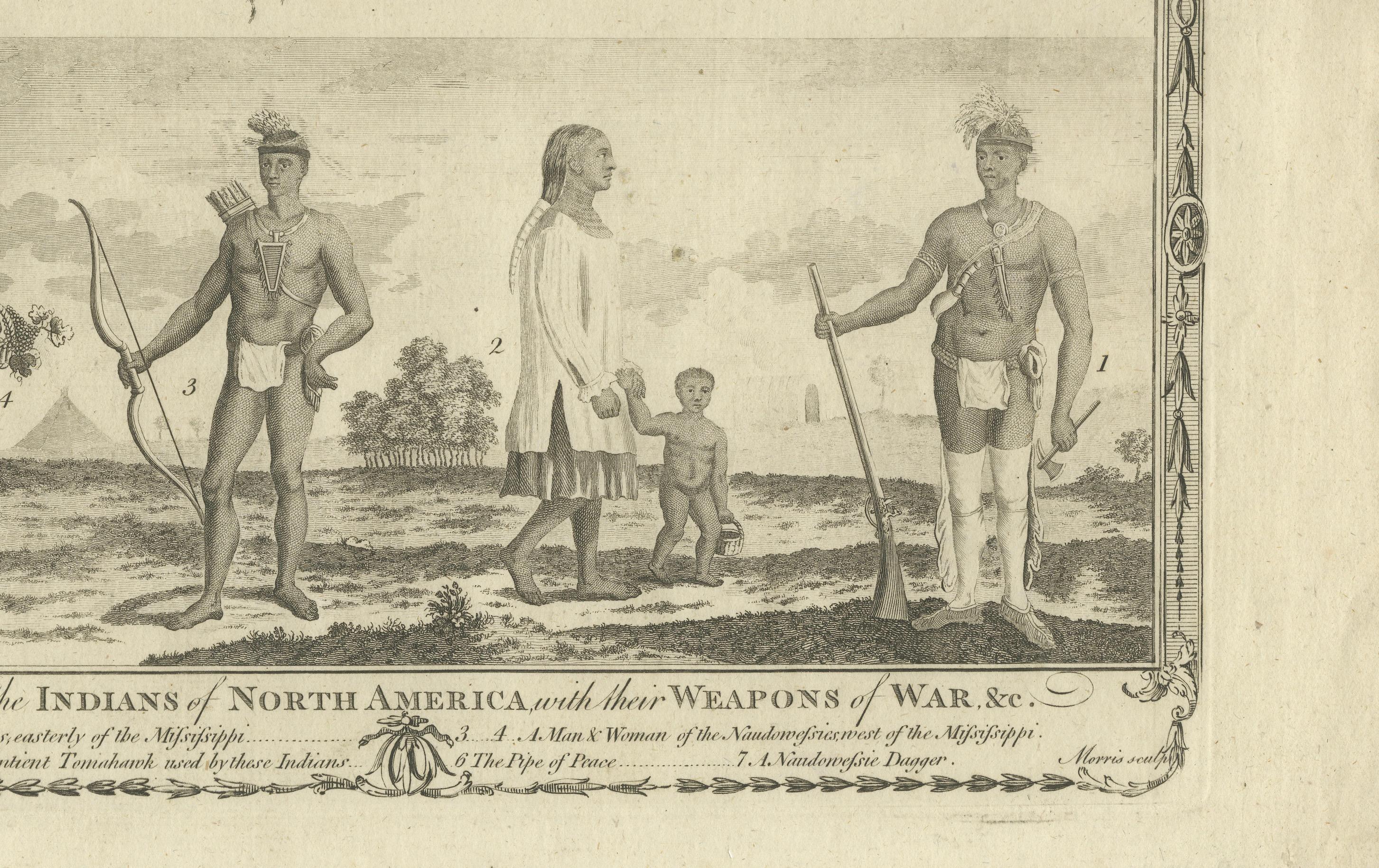 Indians of North America, Dress and Weapons – Millar Geography Engraving, c.1782