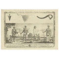 Indiens d
Amérique du Nord, vêtements et armes - Gravure de Millar, c.1782