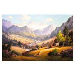 Indiani della Sierra Pittura ad olio originale di Heinie Hartwig