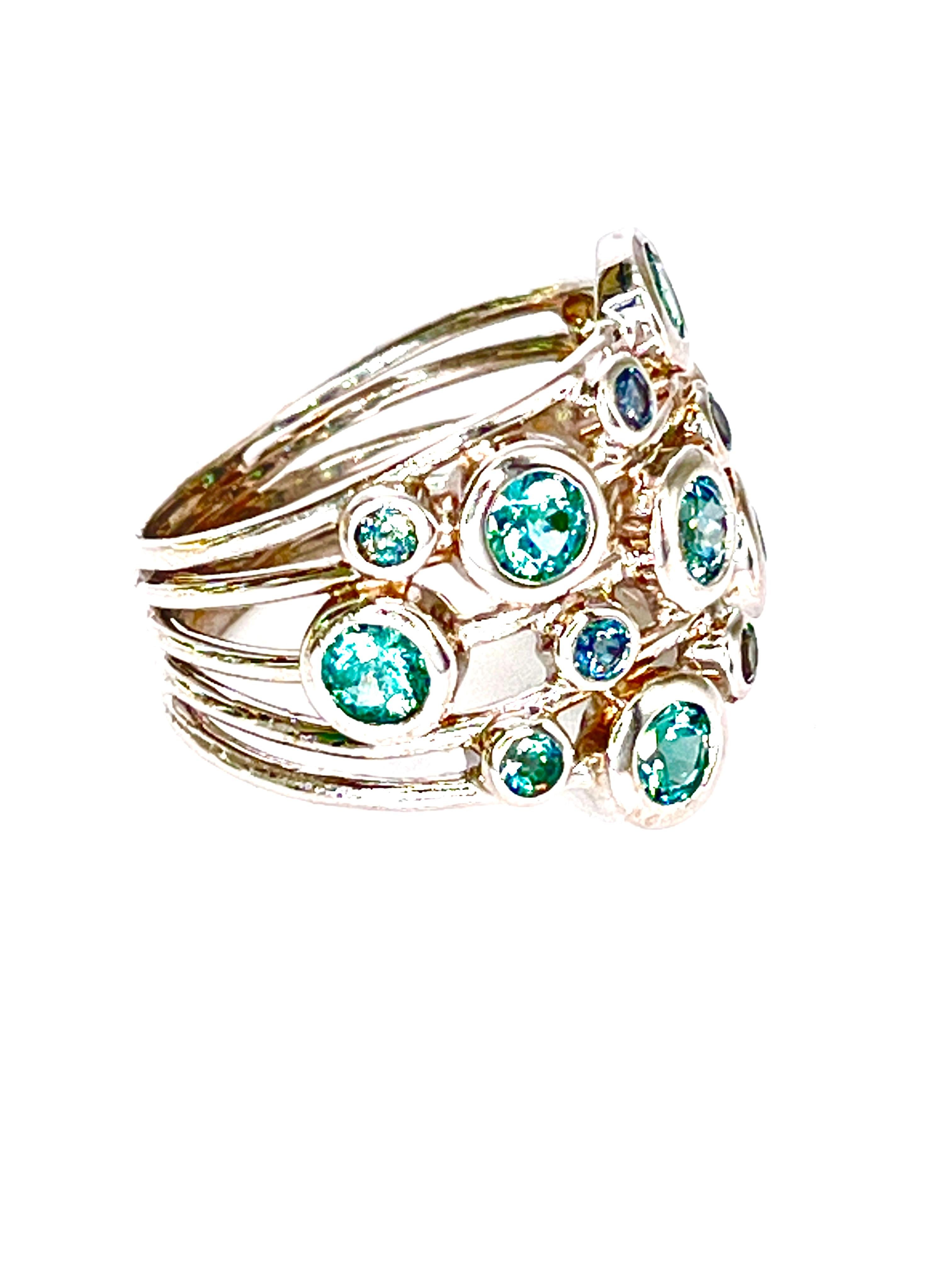 Cocktail-Ring aus Weißgold mitcolit und Alexandrit im Zustand „Neu“ im Angebot in Los Angeles, CA
