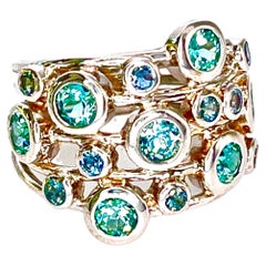Indicolite and Alexandrite Cocktail Ring White Gold