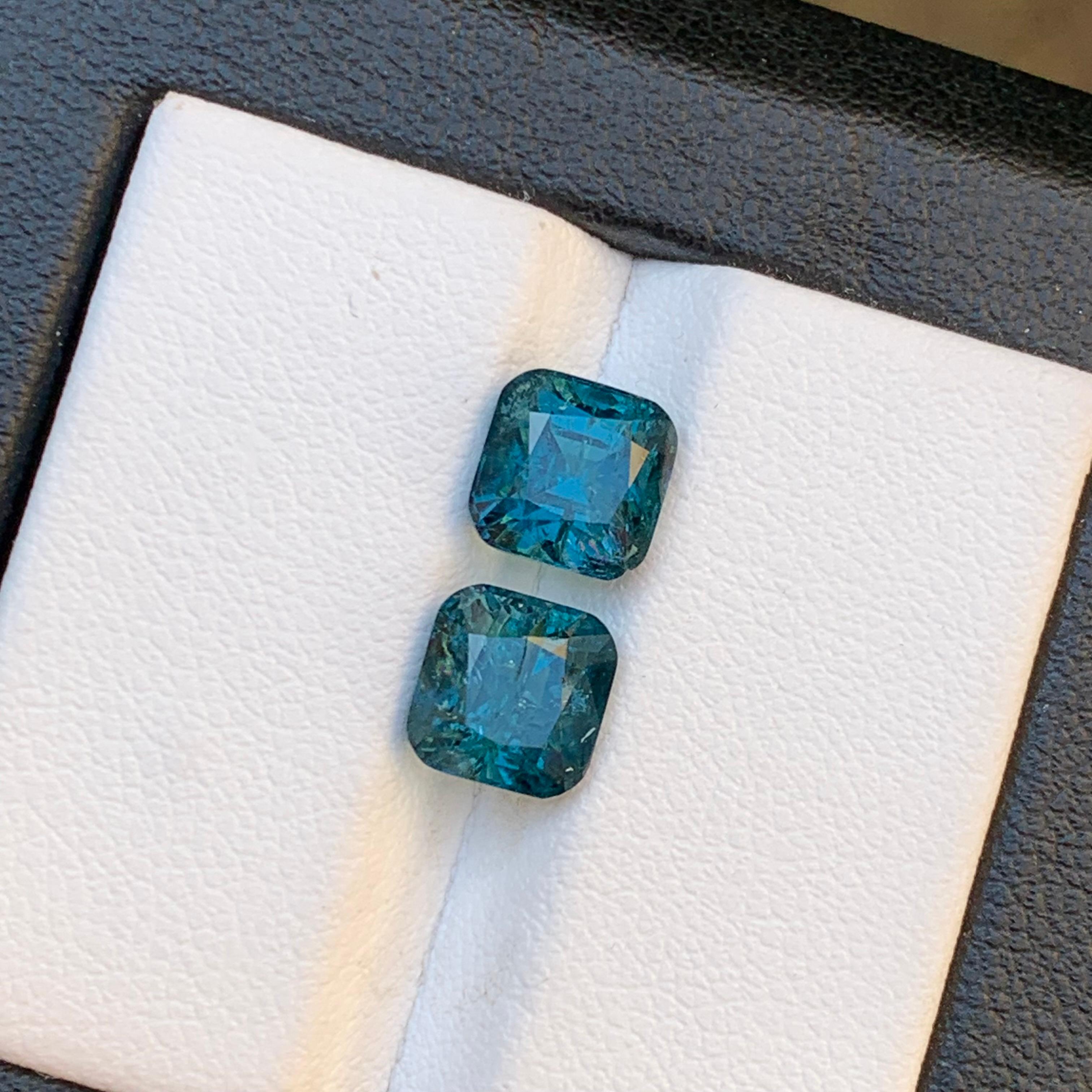 Indicolite Blue Natural Tourmaline Earrings Loose Gemstones Perfect Pair 3.75 CT For Sale 6