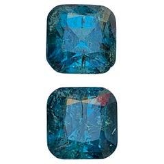 Pendientes de Turmalina Natural Azul Indicolita Piedras Sueltas Pareja Perfecta 3.75 CT