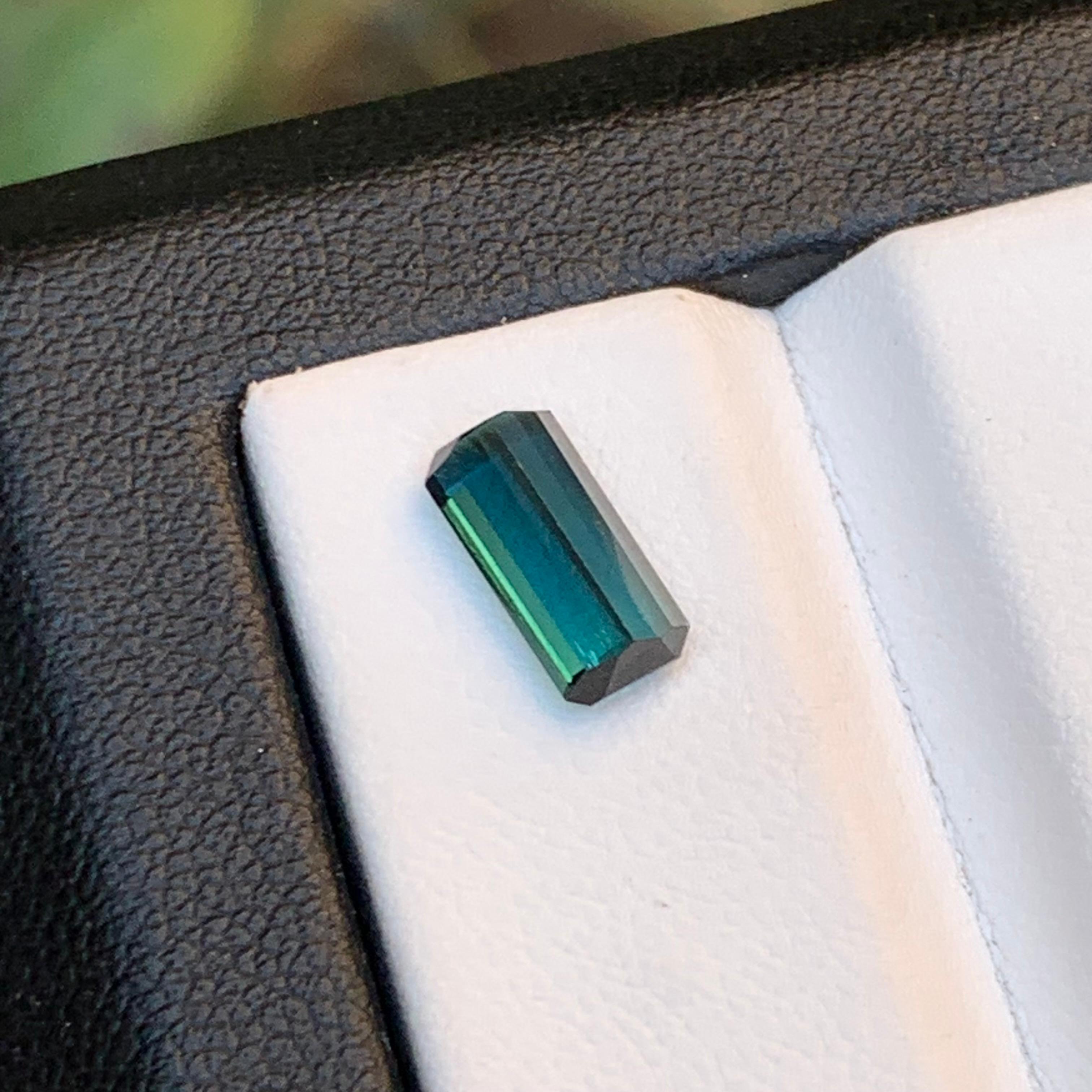 Indicolite Blue Natural Tourmaline Ring Loose Gemstone 1.40 Ct Emerald Cut-Jewel For Sale 5