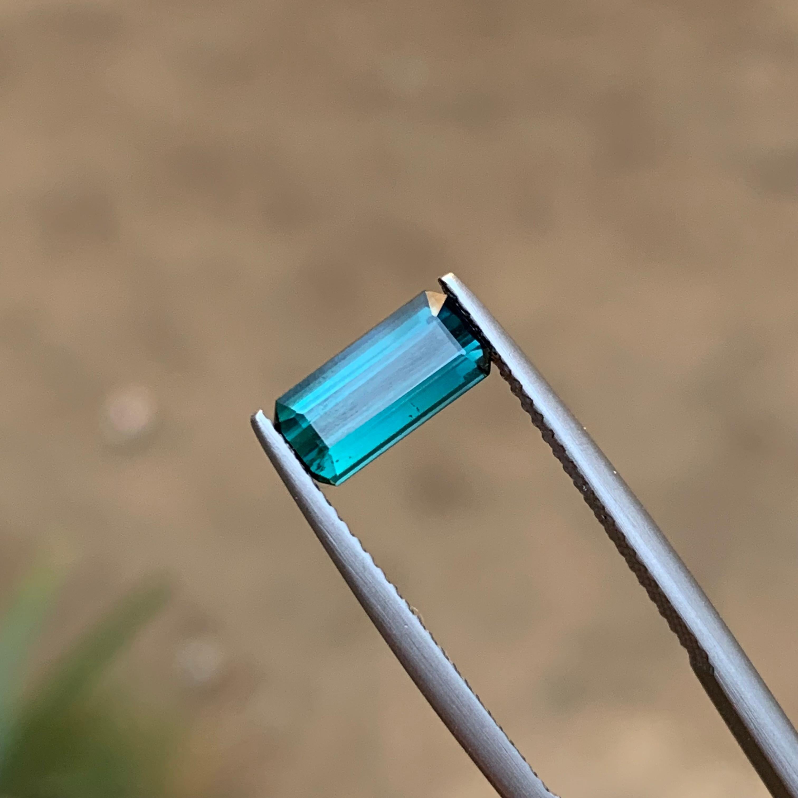 Indicolite Blue Natural Tourmaline Ring Loose Gemstone 1.40 Ct Emerald Cut-Jewel For Sale 6