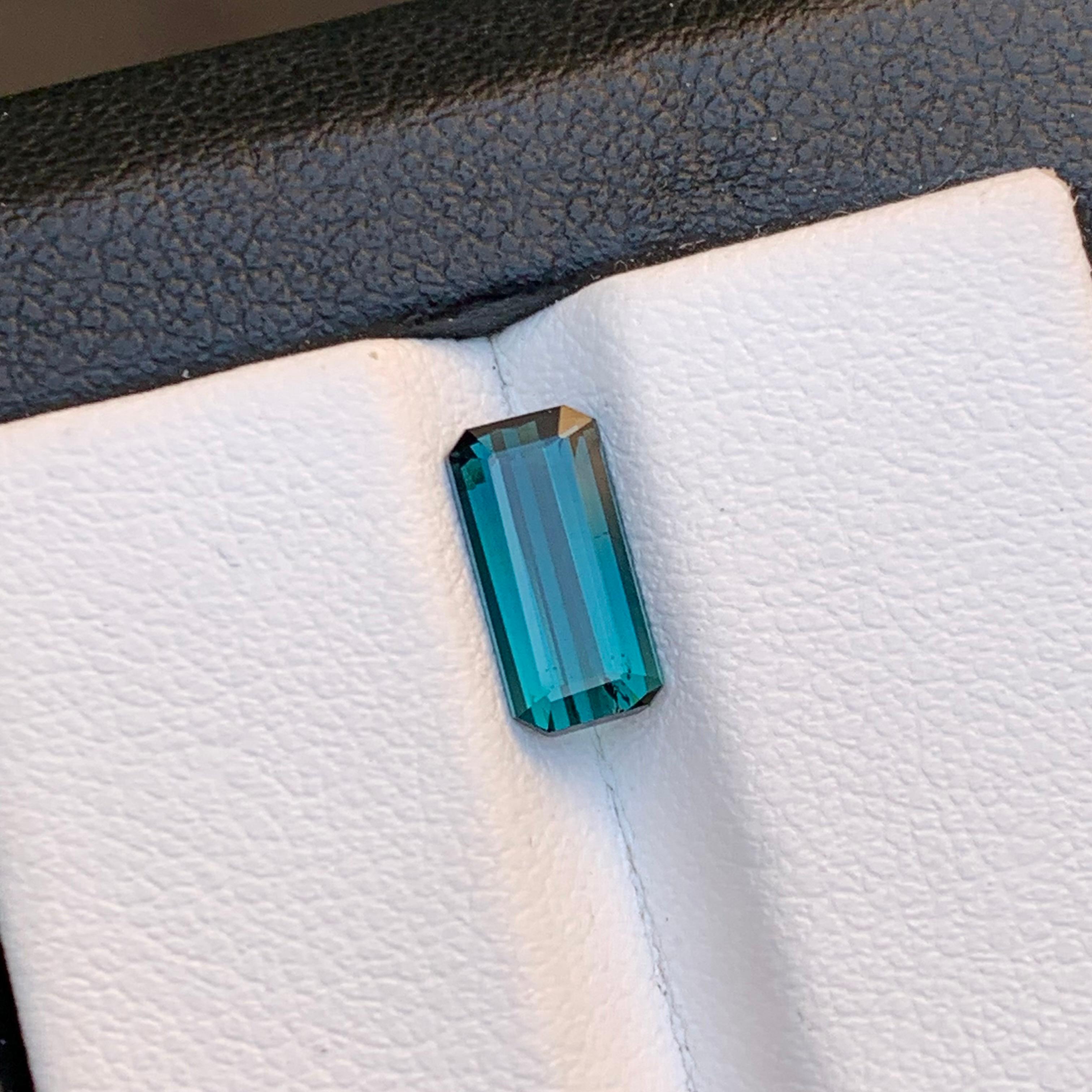 Indicolite Blue Natural Tourmaline Ring Loose Gemstone 1.40 Ct Emerald Cut-Jewel For Sale 7