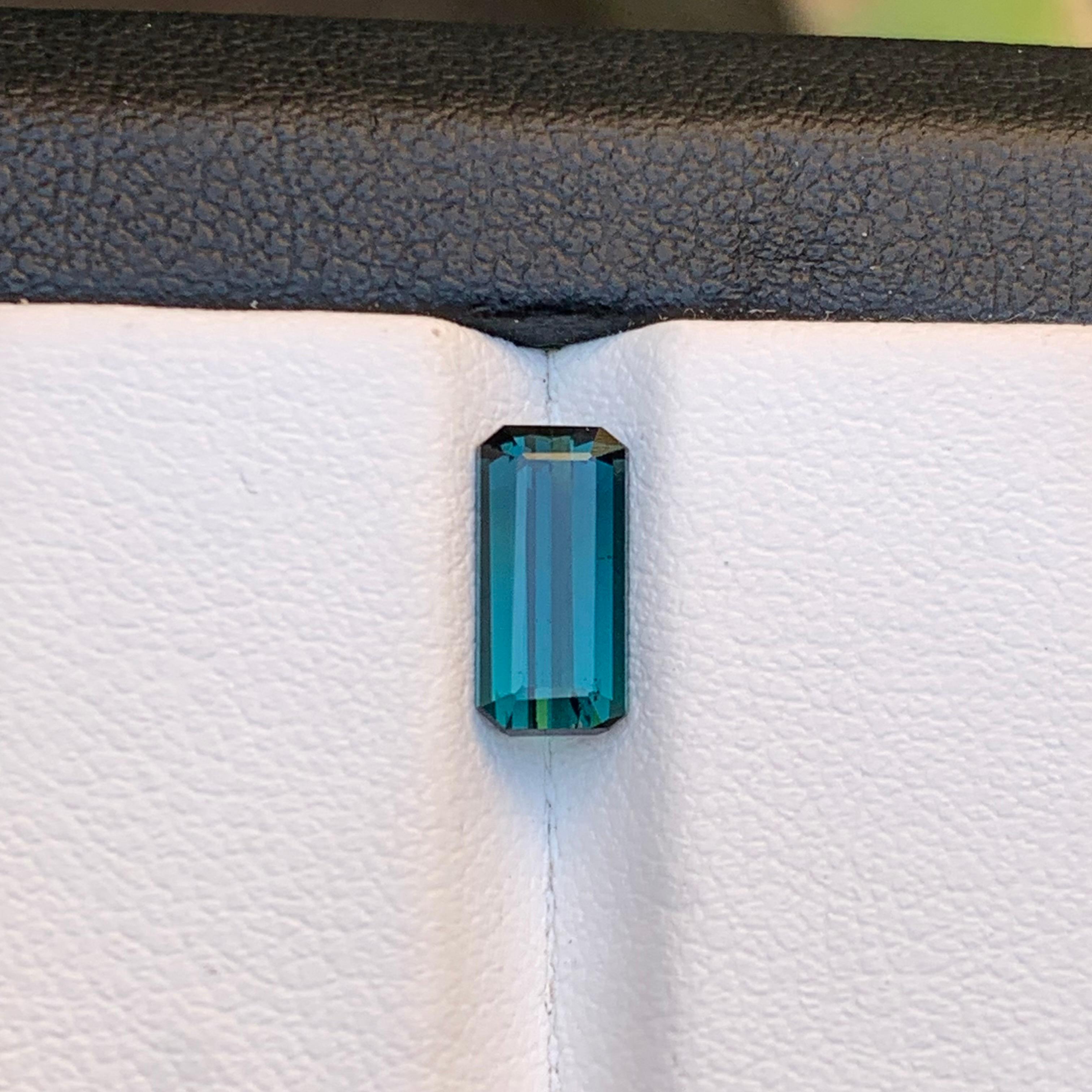 Contemporary Indicolite Blue Natural Tourmaline Ring Loose Gemstone 1.40 Ct Emerald Cut-Jewel For Sale