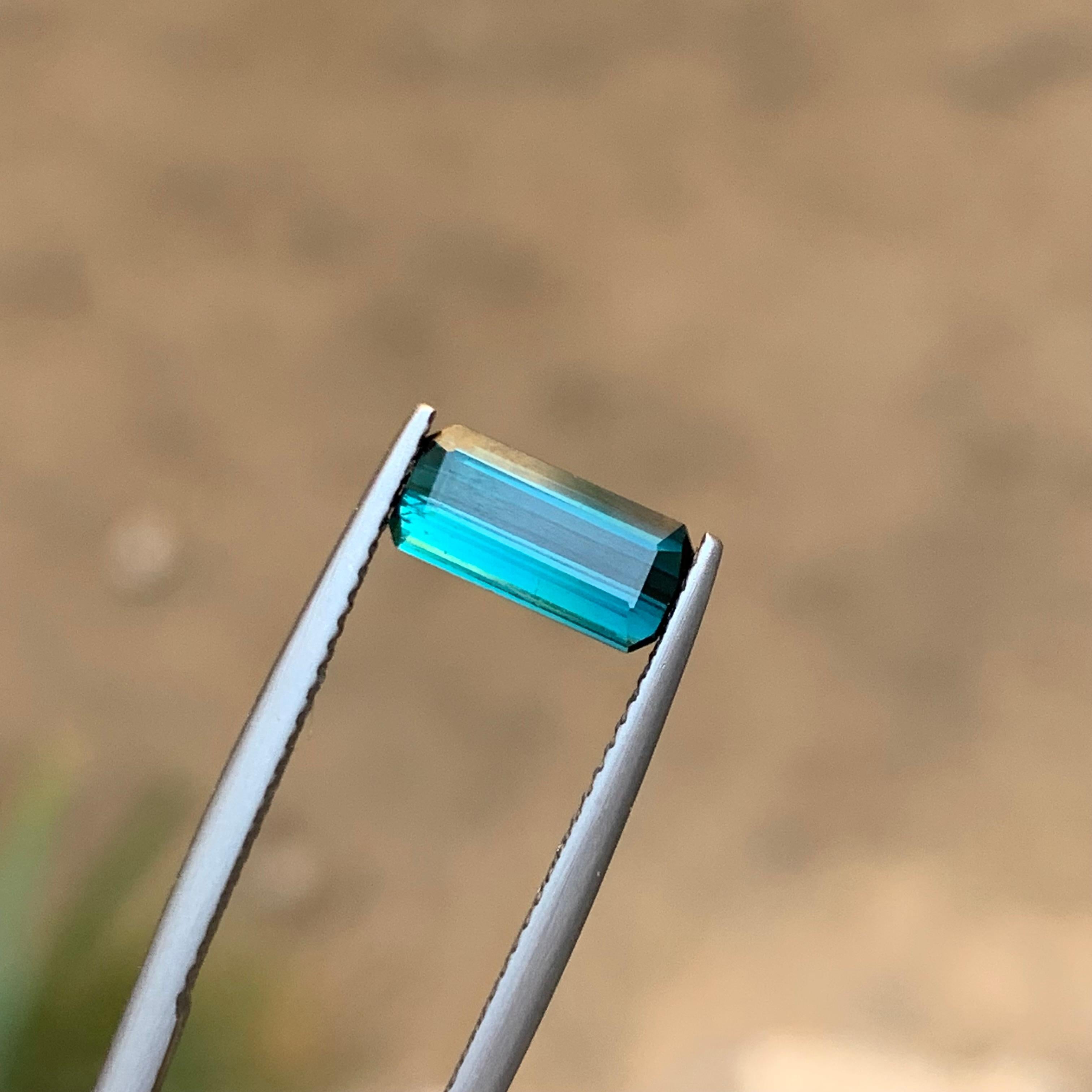 Indicolite Blue Natural Tourmaline Ring Loose Gemstone 1.40 Ct Emerald Cut-Jewel In New Condition For Sale In Peshawar, PK