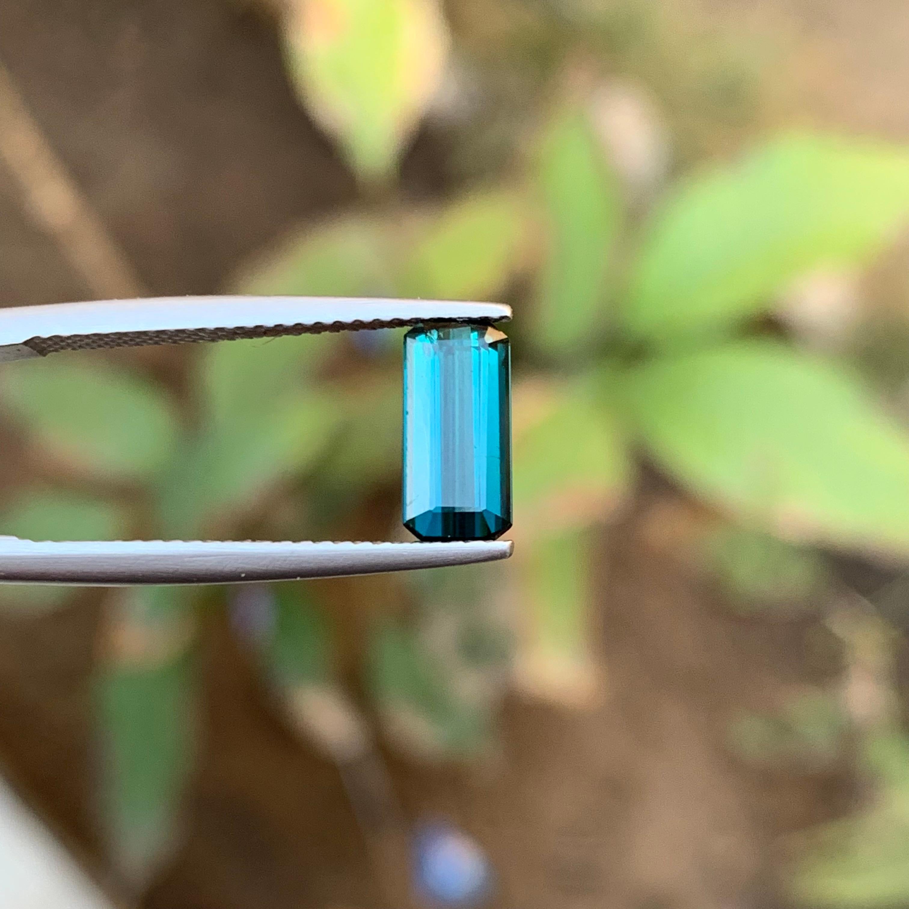 Indicolite Blue Natural Tourmaline Ring Loose Gemstone 1.40 Ct Emerald Cut-Jewel For Sale 1