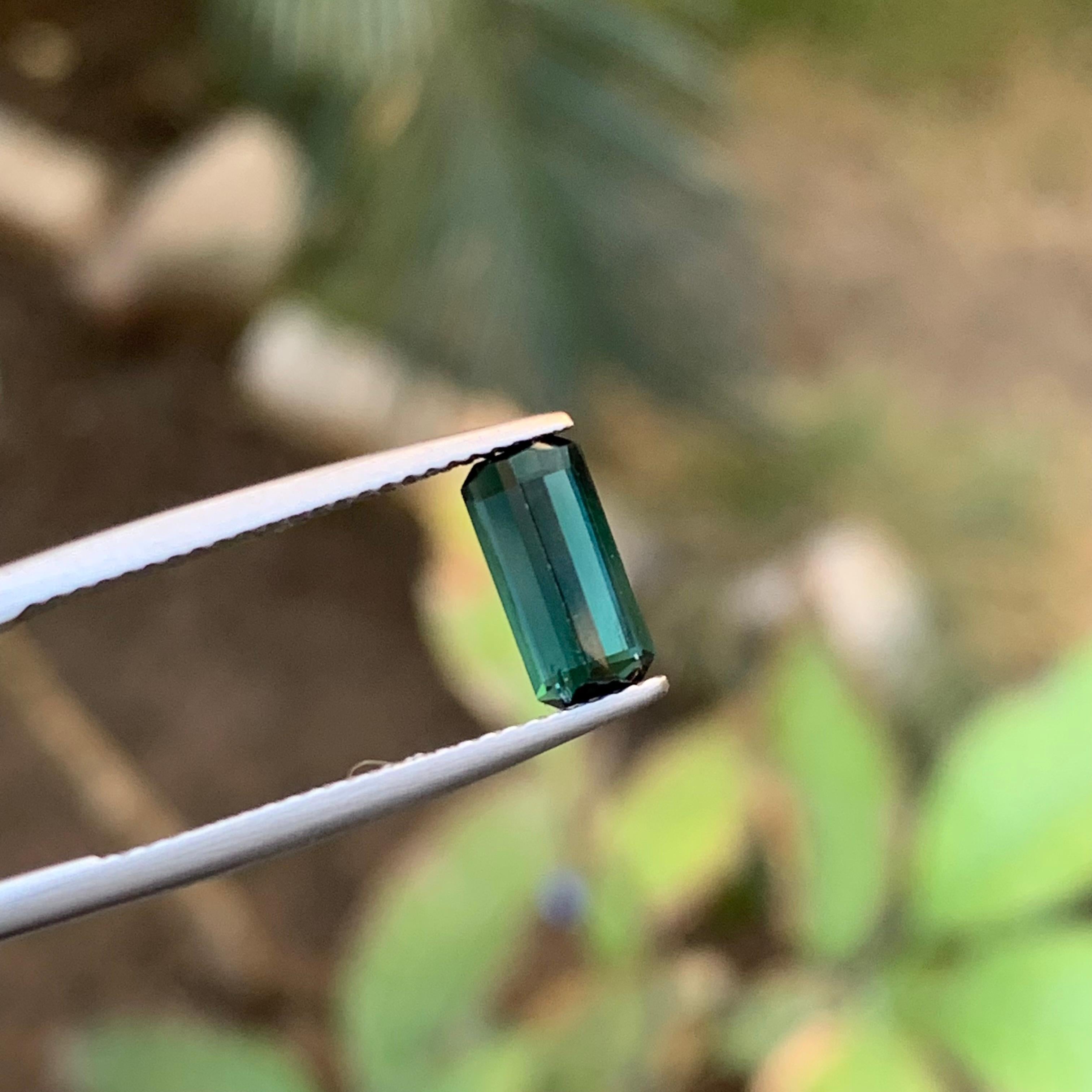 Indicolite Blue Natural Tourmaline Ring Loose Gemstone 1.40 Ct Emerald Cut-Jewel For Sale 2