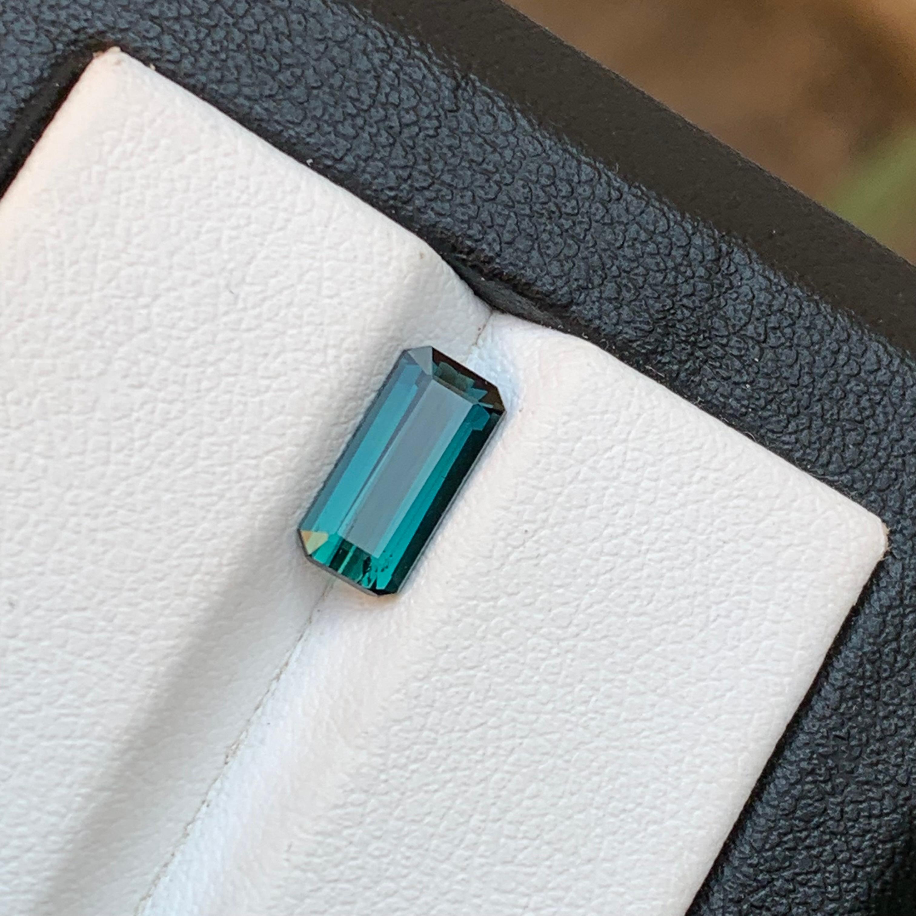 Indicolite Blue Natural Tourmaline Ring Loose Gemstone 1.40 Ct Emerald Cut-Jewel For Sale 3