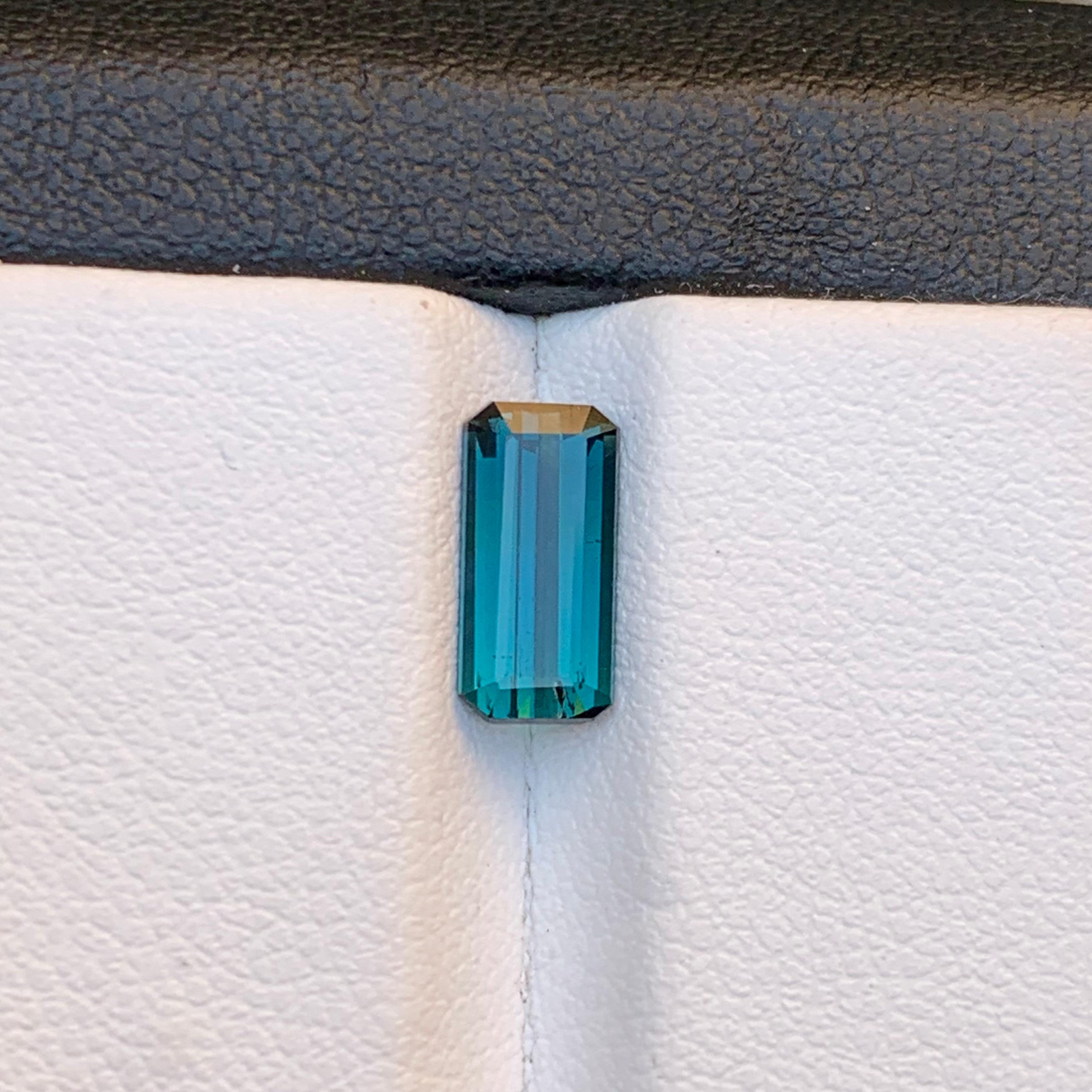 Indicolite Blue Natural Tourmaline Ring Loose Gemstone 1.40 Ct Emerald Cut-Jewel For Sale 4