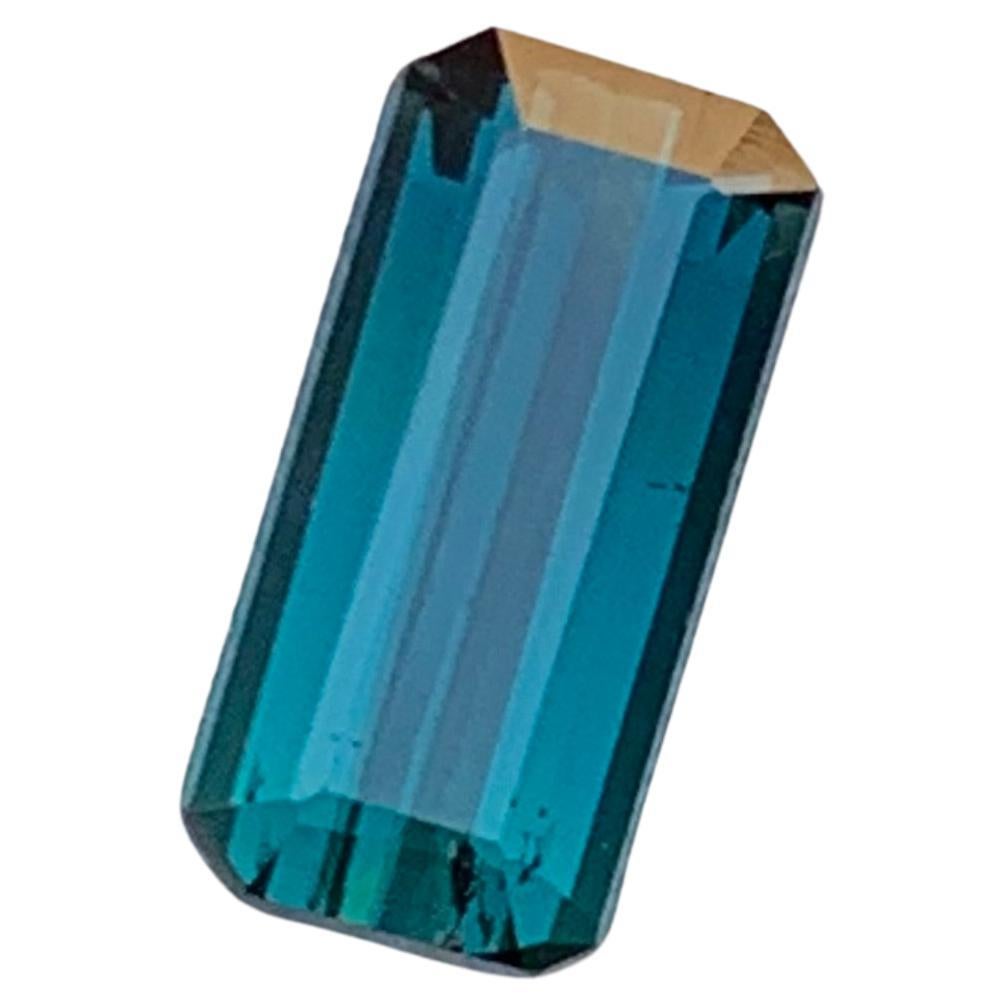 Bague en tourmaline naturelle bleu indicolite, pierre précieuse non sertie, taille émeraude 1,40 carat
