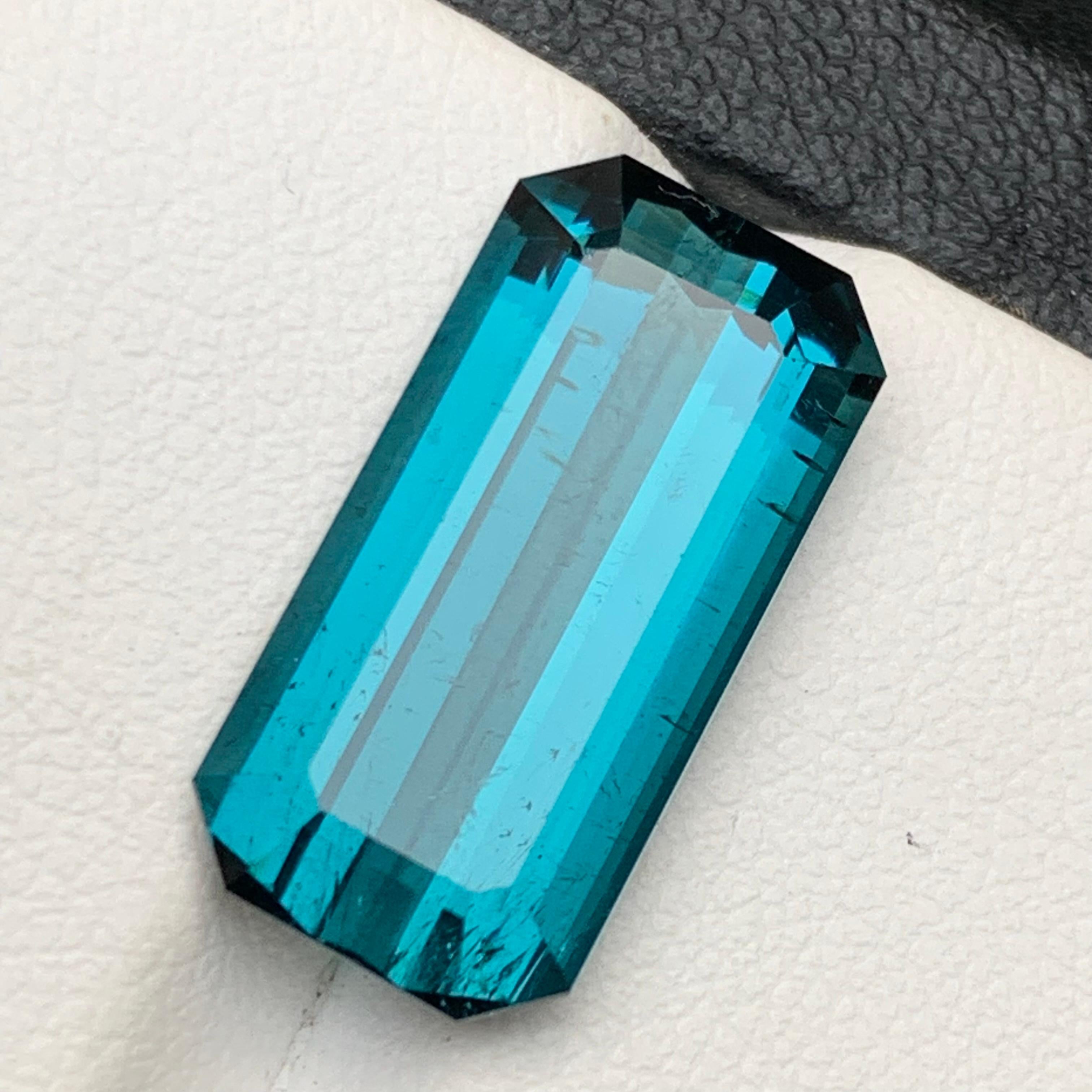Emerald Cut Indicolite Blue Natural Tourmaline Ring, Necklace Pendant Gemstone 10 Ct-Jewelry For Sale