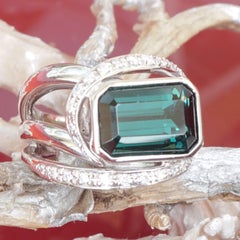 Indicolite Brilliant Ring 4.40 ct 0.26 ct COOL Indigo Blue W/ VS 900 Platinum